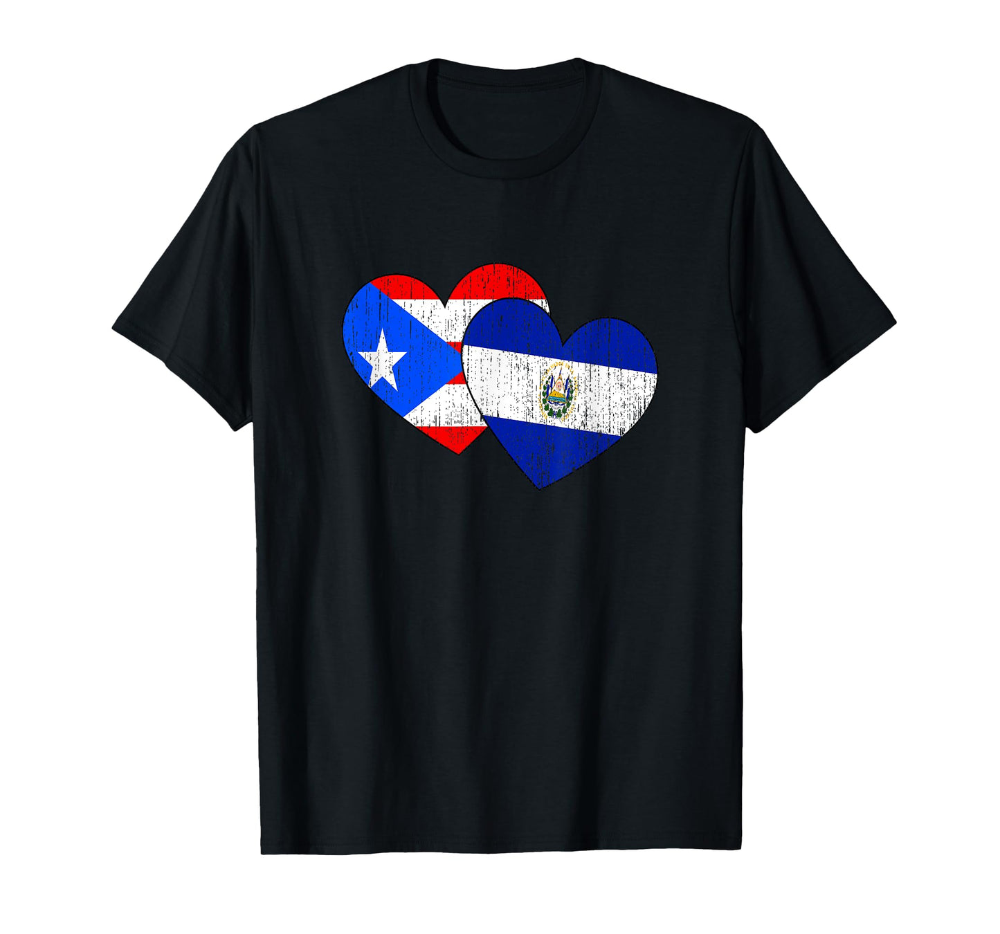 Half Salvadorian And Puerto Rican Rico El Salvador Flag Love T-Shirt