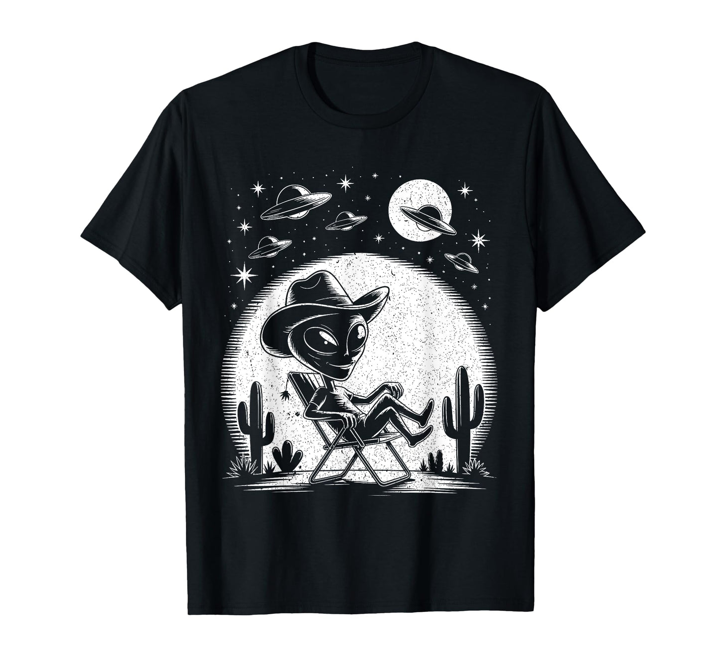 Alien Cowboy in Desert Funny UFO Halloween Costume T-Shirt