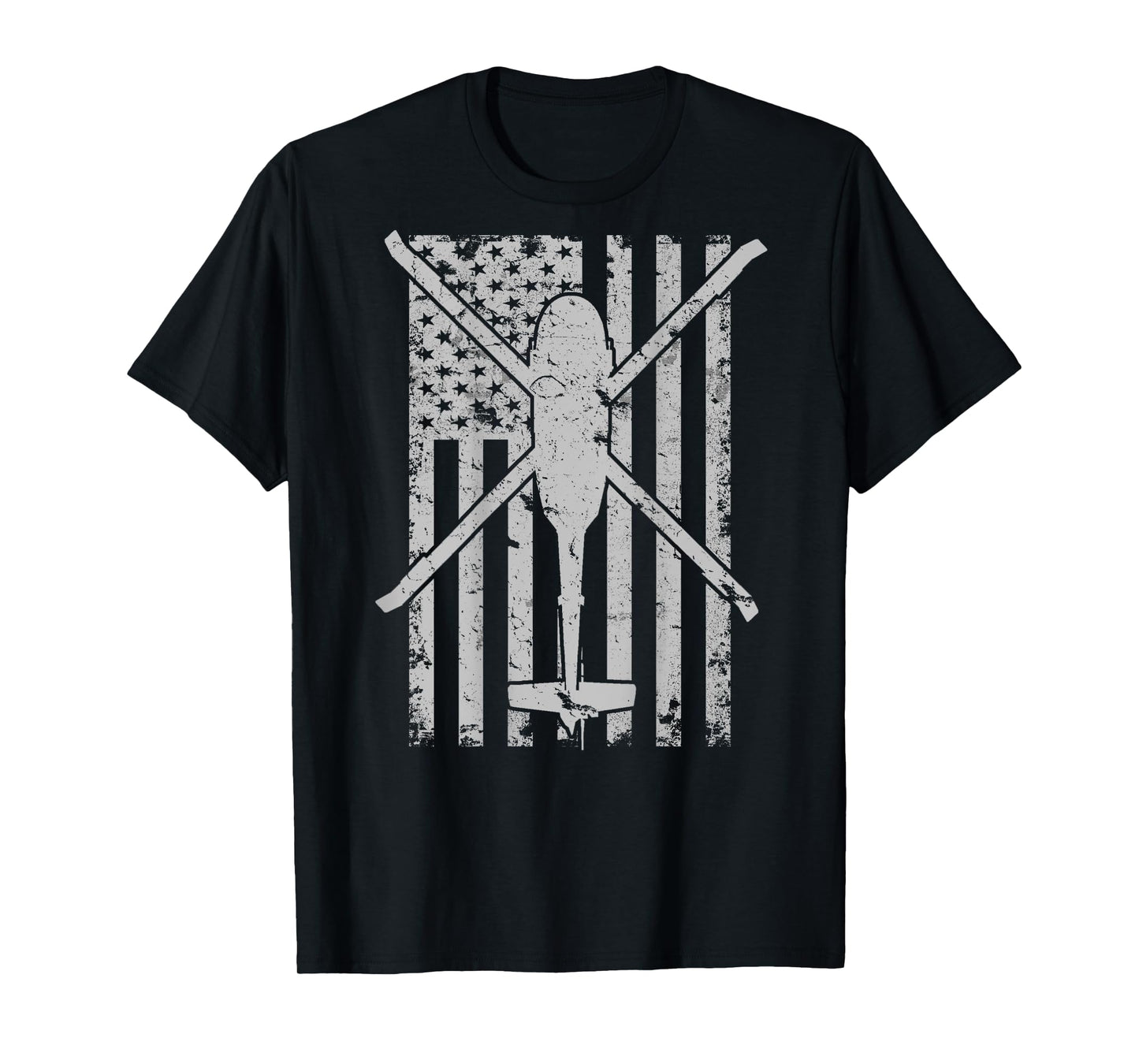 UH-60 Black Hawk Military Helicopter Vintage Flag BACK PRINT T-Shirt