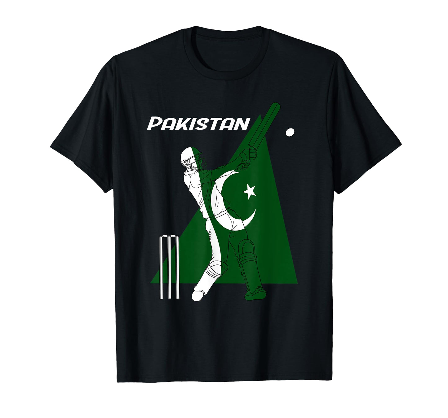 Pakistan Cricket Team Batsman Pakistani Flag T-Shirt