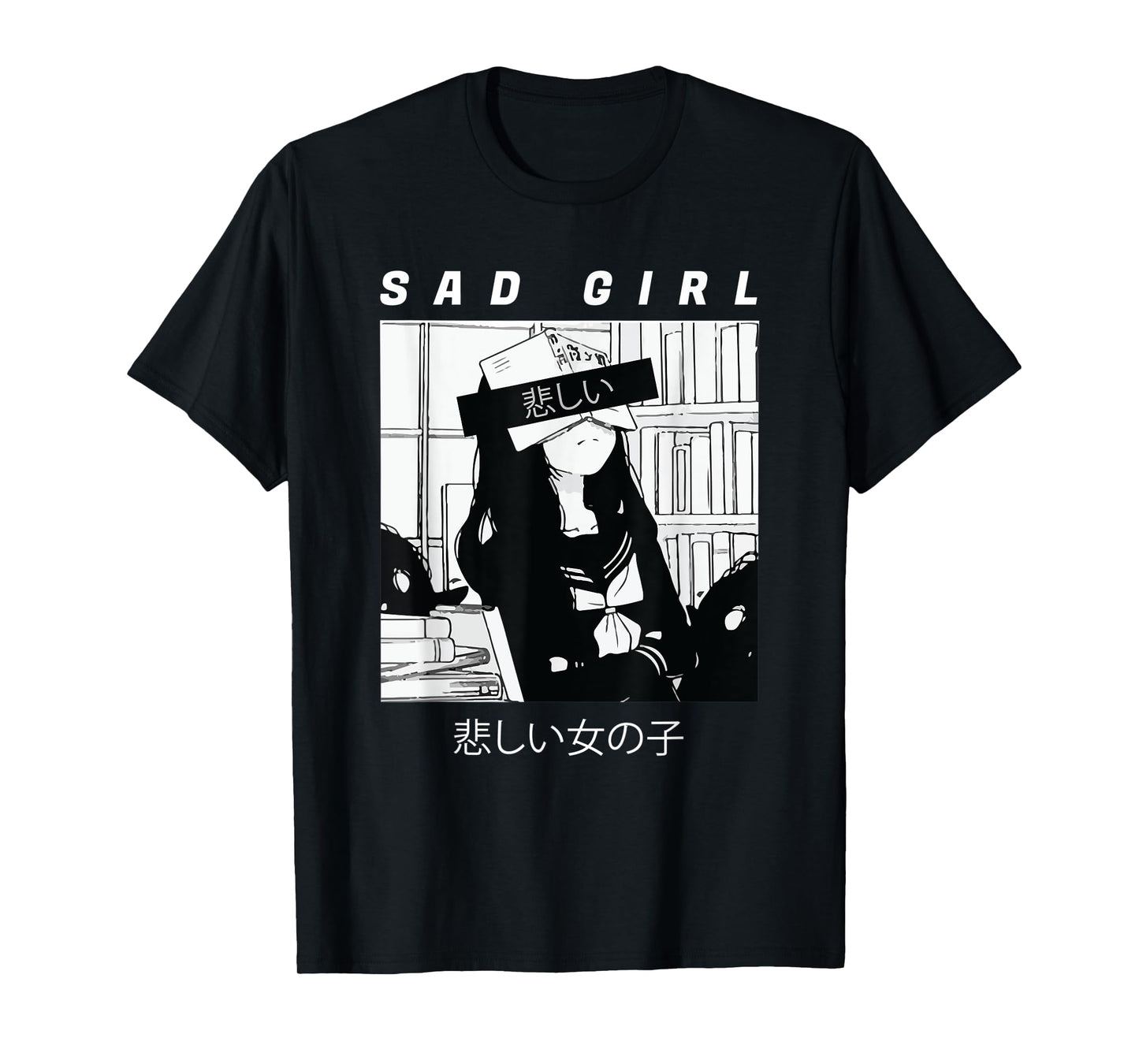 Sad Anime Girl Japanese Babe Otaku Cool Gift T-Shirt