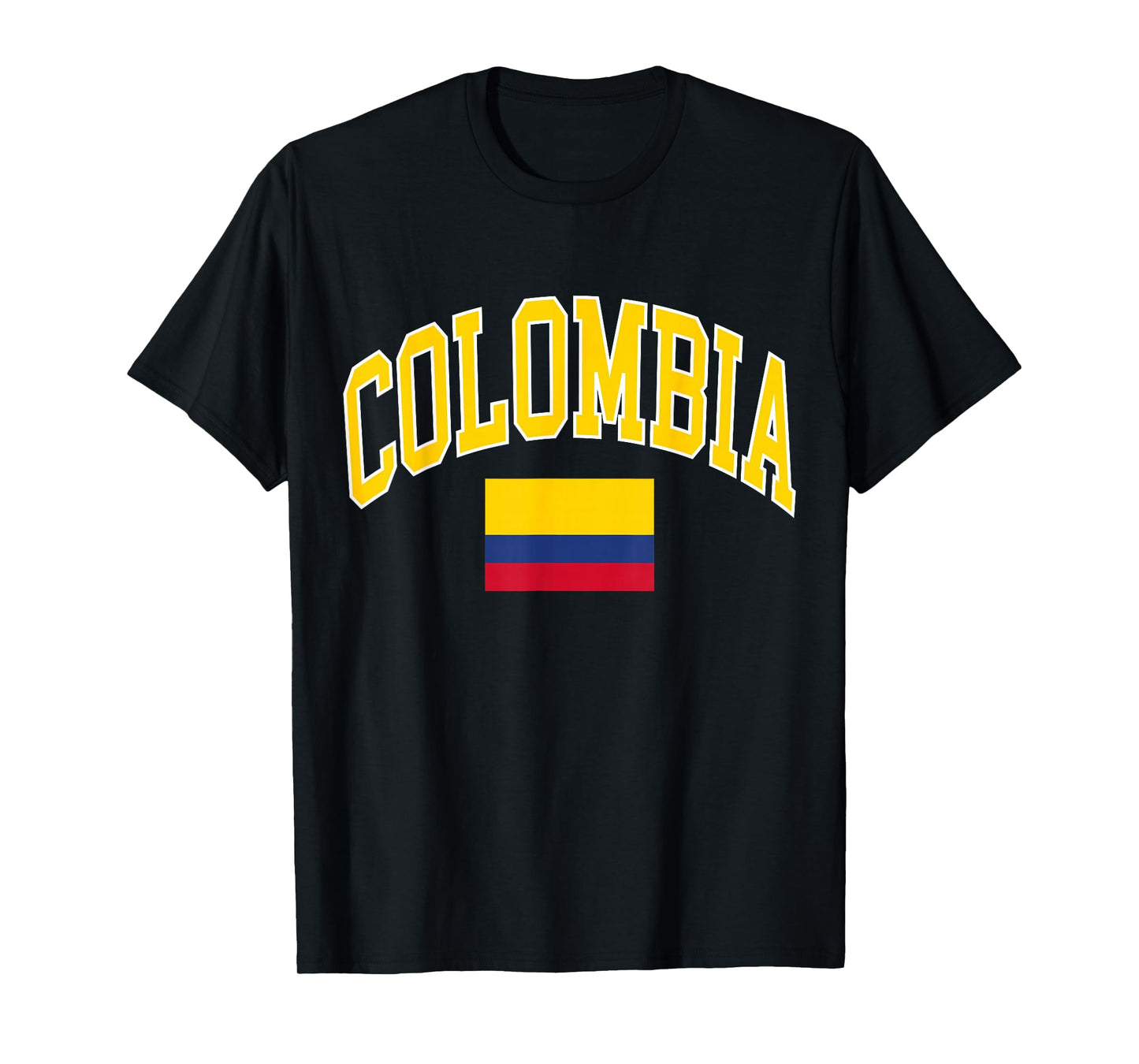 Colombia Designs. Colombia Flag T-Shirt - Unisex-Kids, Black, Small, Short Sleeve