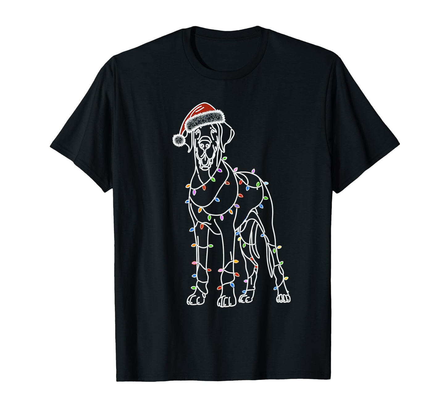 Great Dane Funny Santa Christmas Tree Lights, Pajamas Mom T-Shirt