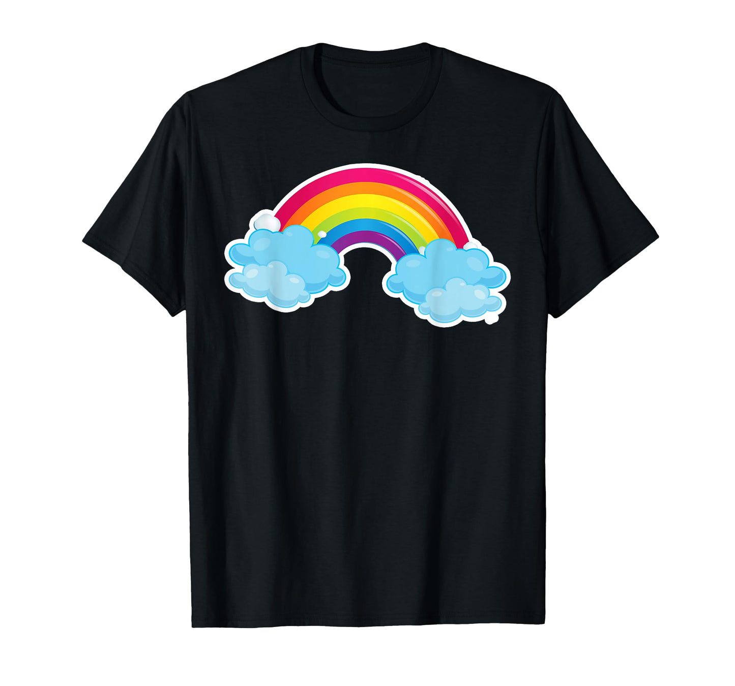 Colorful Rainbow and Clouds Cute Fun Aesthetic T-Shirt