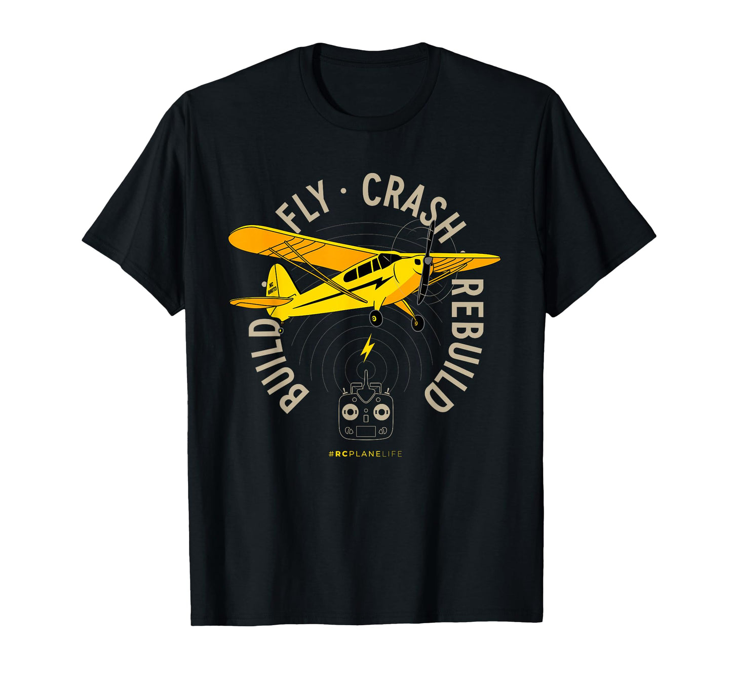 Yellow Plane RC Plane Model Aircraft Build Fly Crash Rebuild T-Shirt