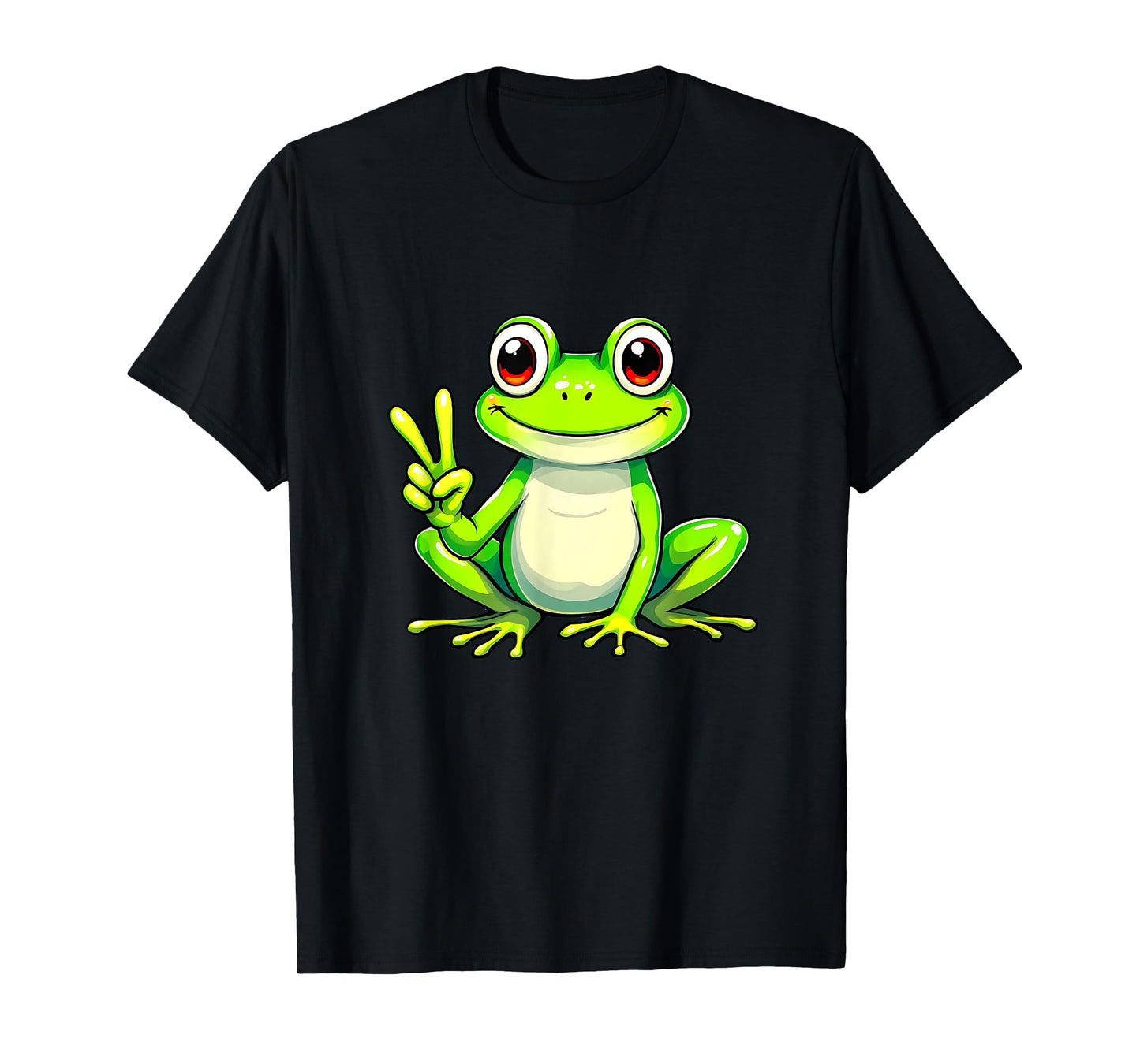 Funny Frog Peace Hand Sign Men Women Girls Boys Kids T-Shirt