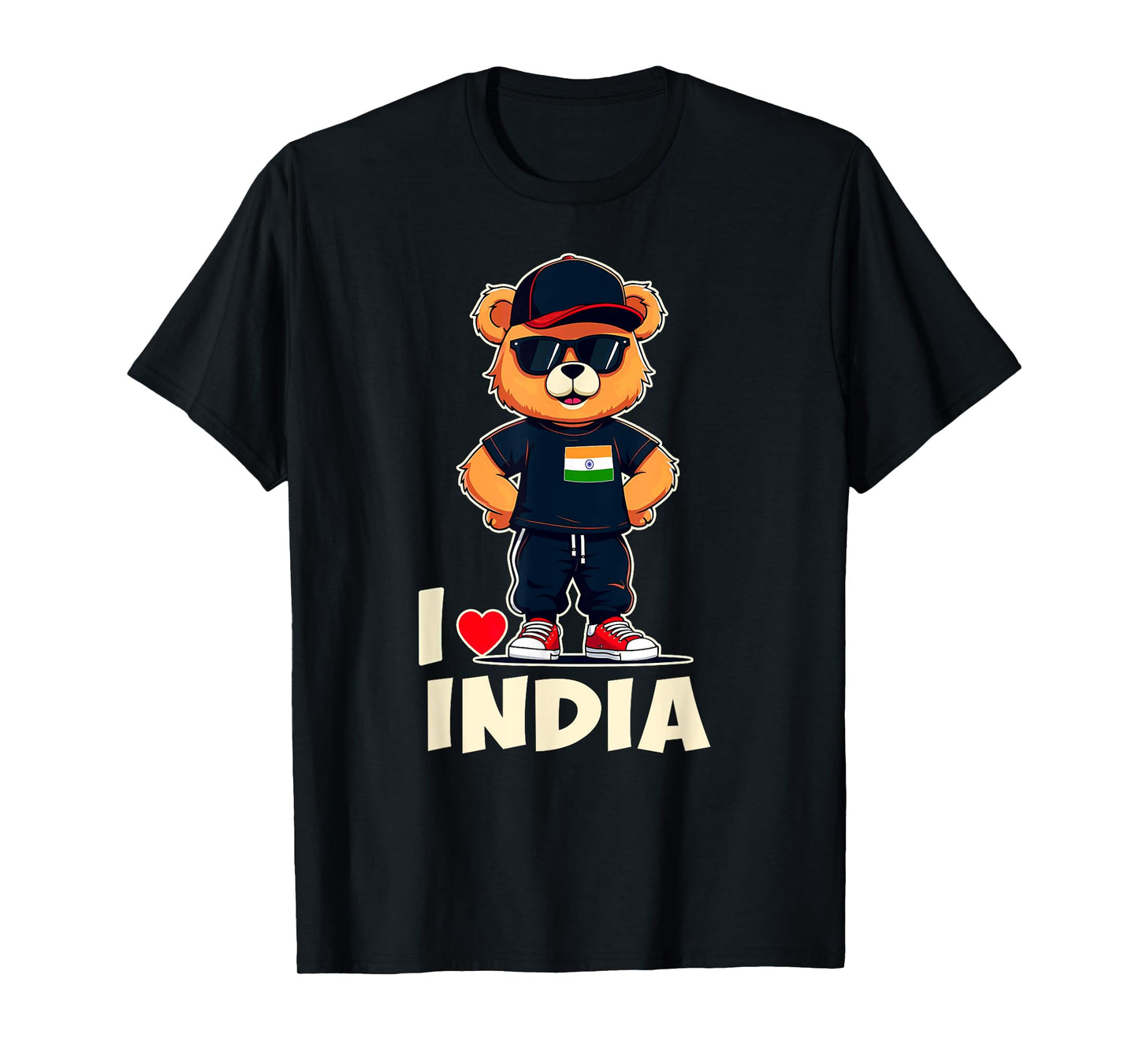 Indian Flag Teddy Bear I Love India T-Shirt