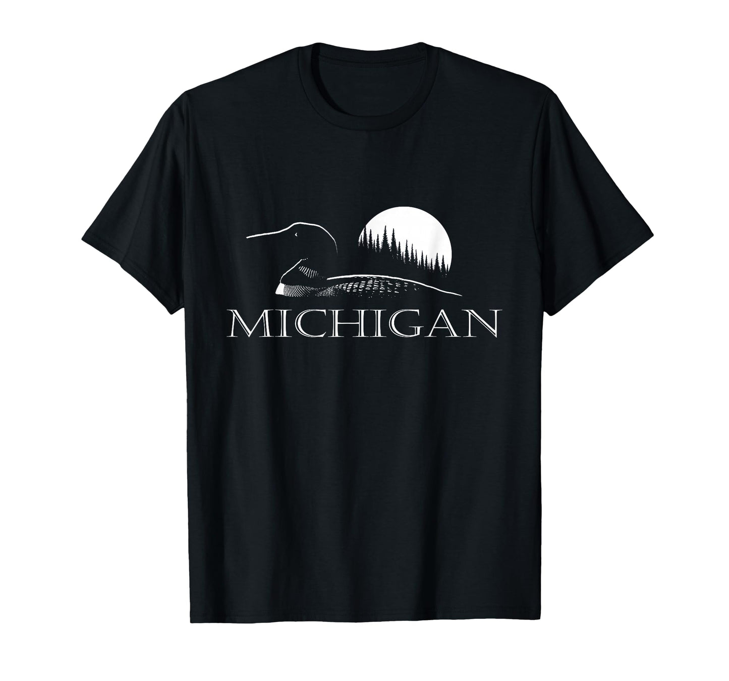 Michigan - Loon and Trees in Moonlight T-Shirt