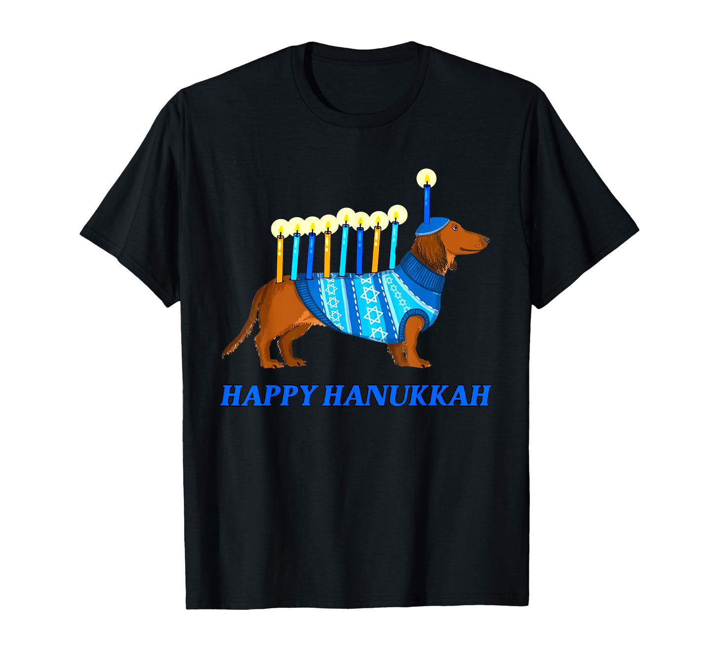 Weiner Dog Menorah Happy Hanukkah Weiner Dog Menorah T-Shirt