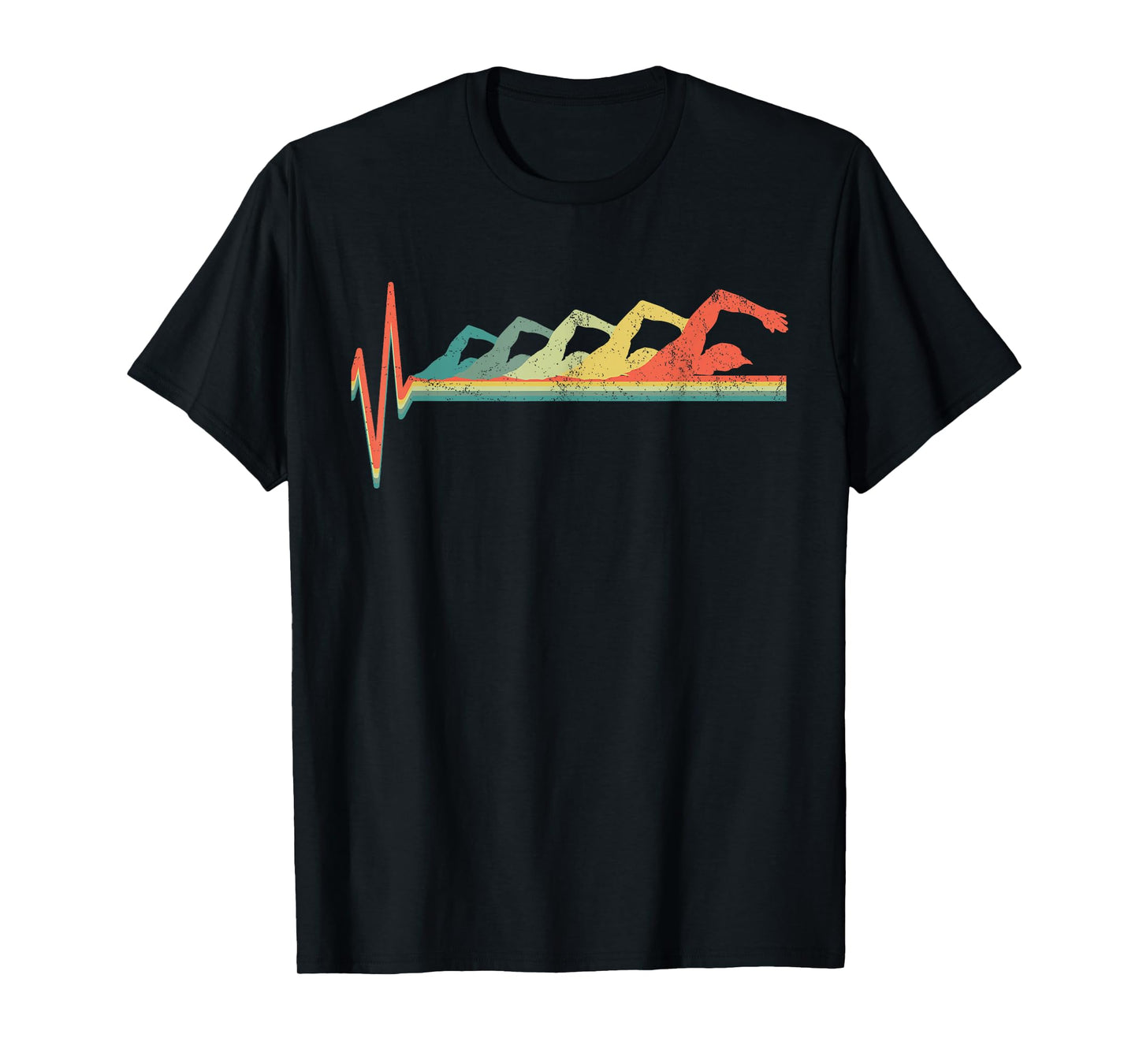 Swimmer Heartbeat Retro Gift T-Shirt