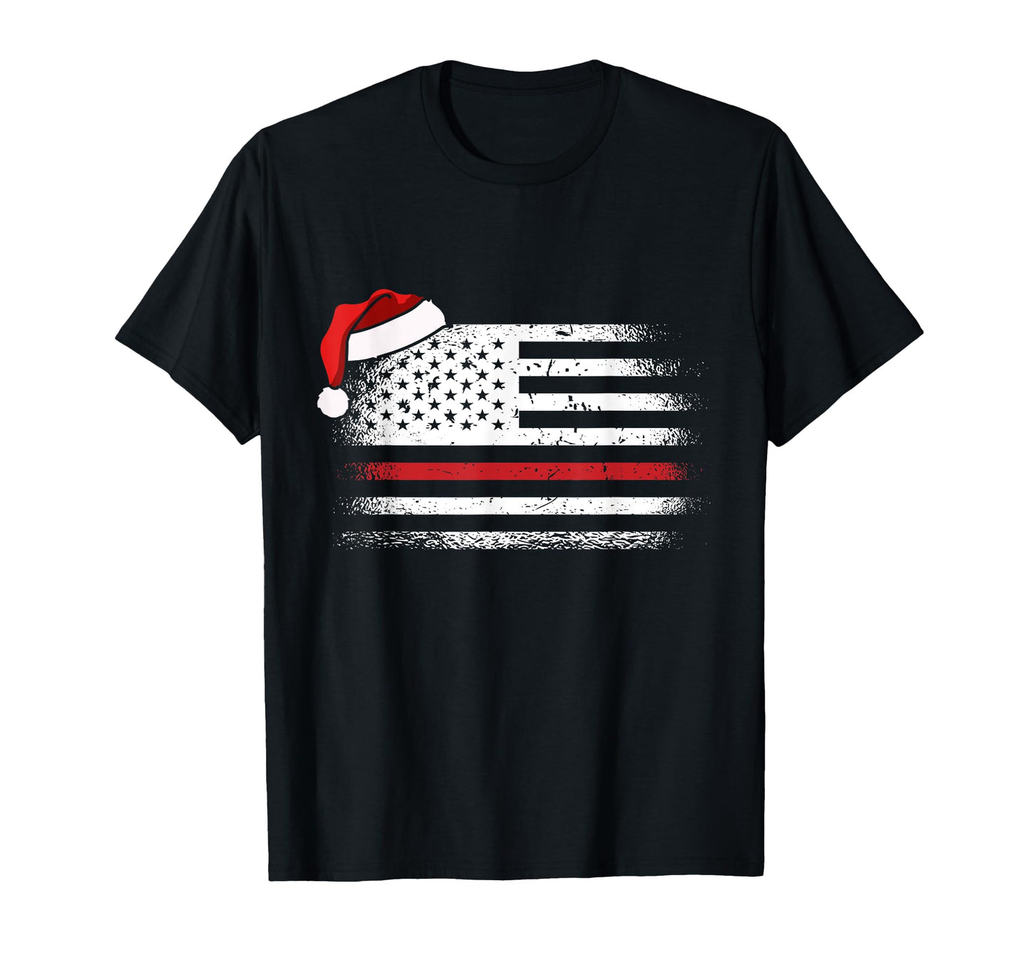 American Flag Firefighter Christmas Pajama Cool Xmas Fireman T-Shirt