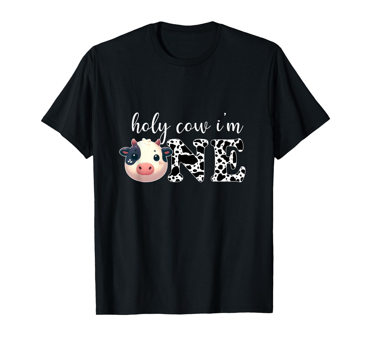 Holy Cow I'm One Cute Dairy Cow Farm Animal 1st Birthday T-Shirt