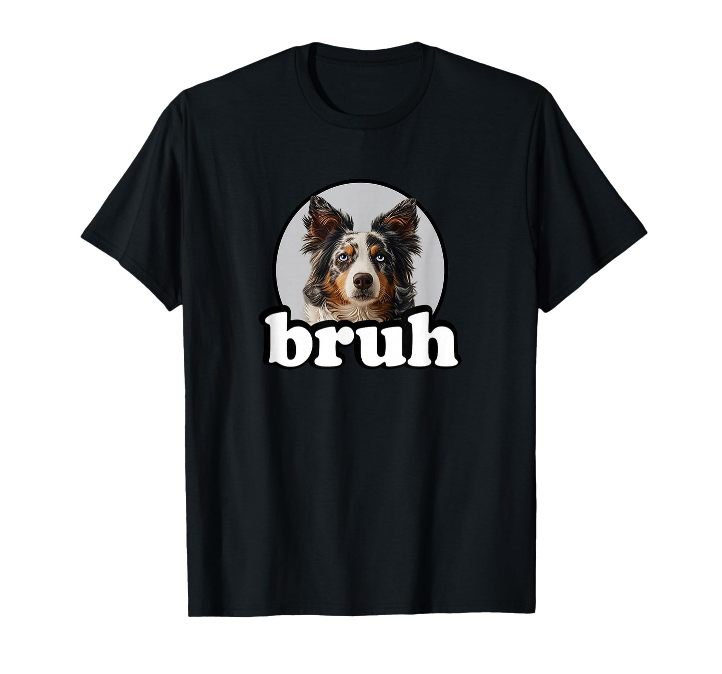 Funny Boys Kids Bruh Meme Blue Merle Border Collie Lover T-Shirt