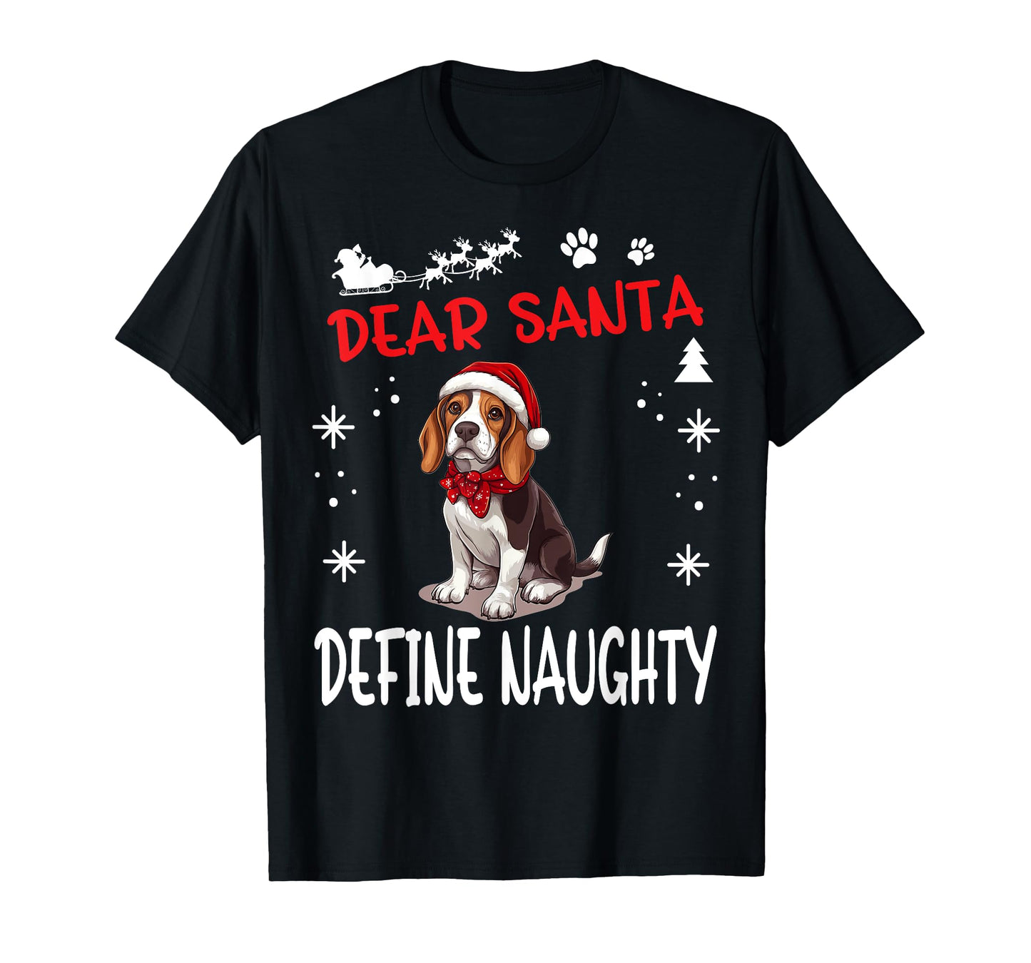 Cute Beagle dog Dog Christmas Dear Santa Define Naughty T-Shirt