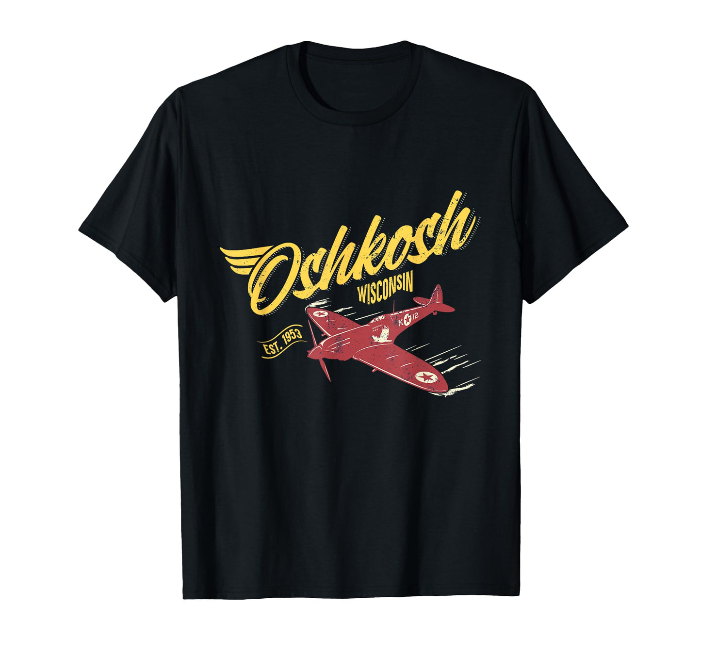 Vintage Airplane Oshkosh Wisconsin Aviation Souvenir T-Shirt