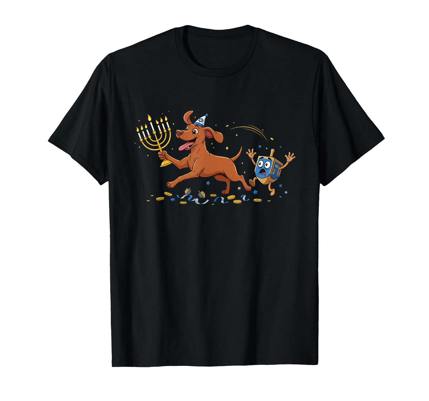 Funny Vizsla Dreidel Menorah Hanukkah Kids Womens Mens T-Shirt