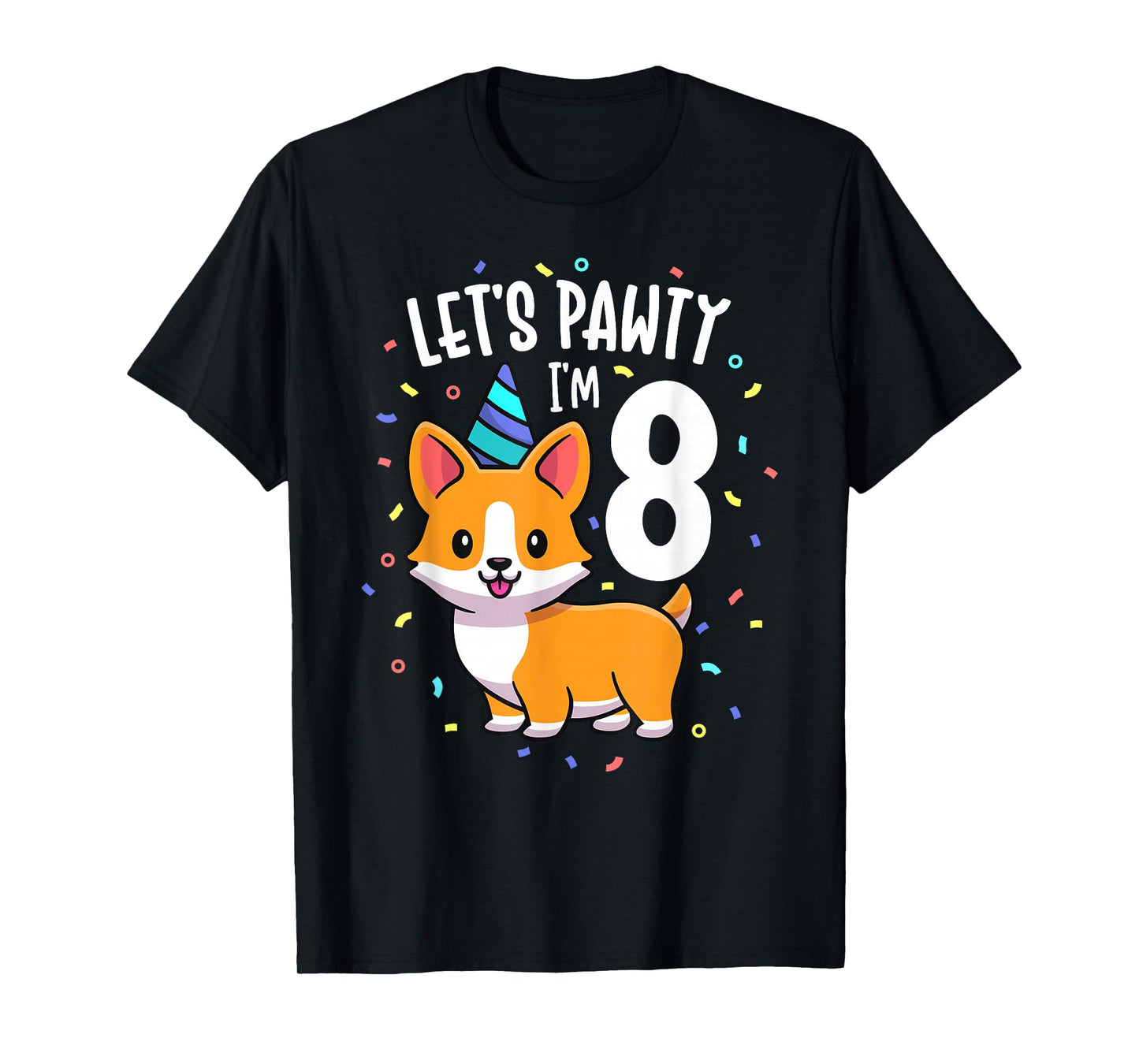 8 Years Old Corgi Dog Lover 8th Birthday Party Outfit Kid T-Shirt
