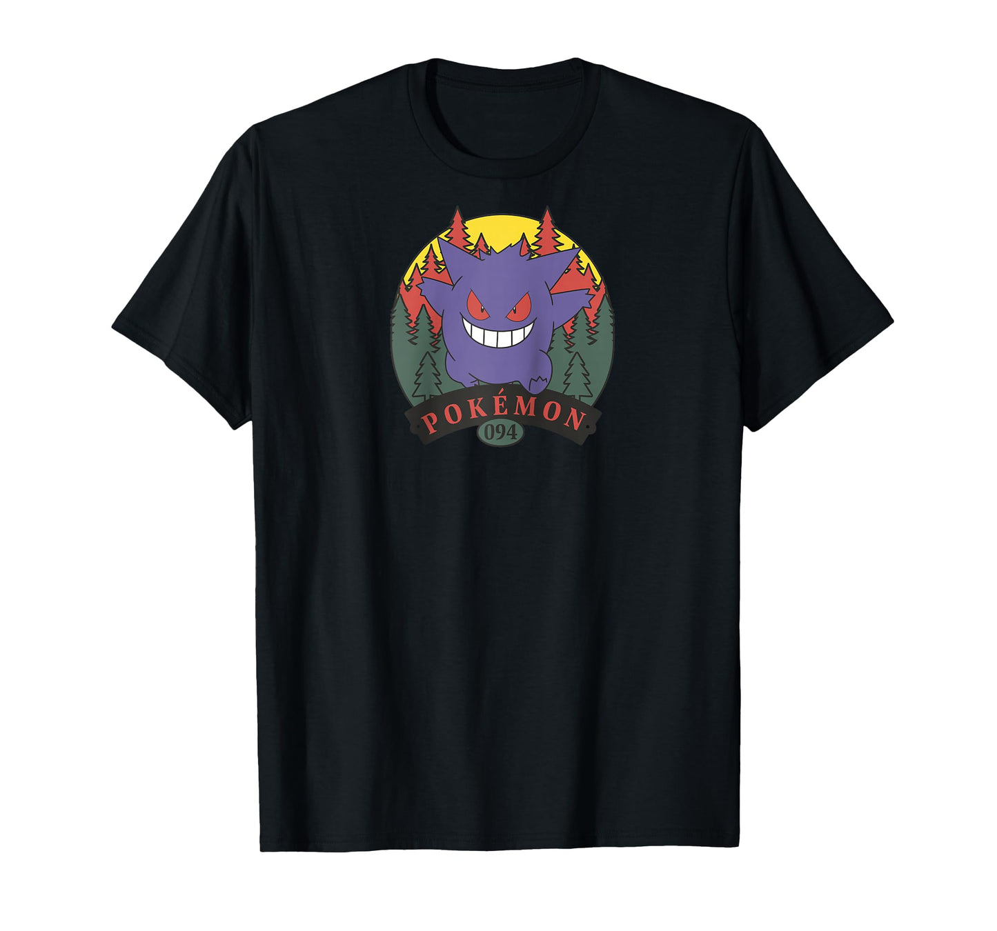 Pokémon 094 Gengar Outdoor Adventure Forest Park Badge Raglan Baseball Tee