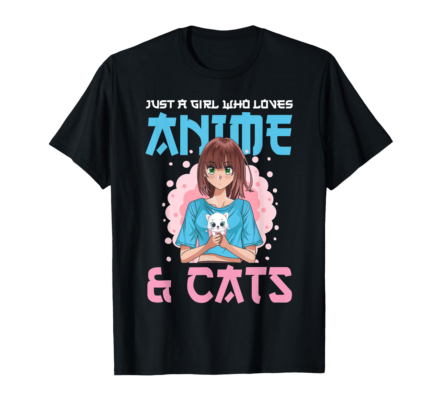 Just A Girl Who Loves Anime and Cats Cute Cat Lover Teens T-Shirt