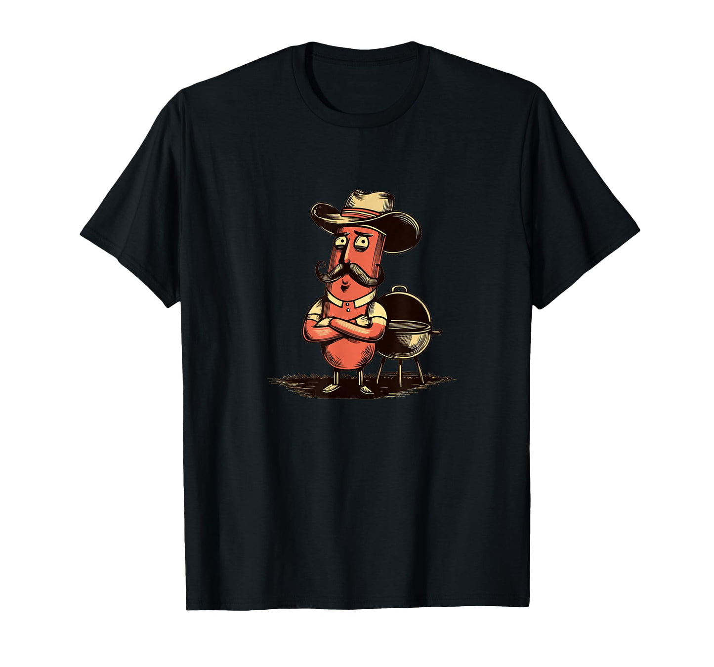 Cool Looking Weenie Hotdog with Hat and Beard for BBQ Lovers T-Shirt