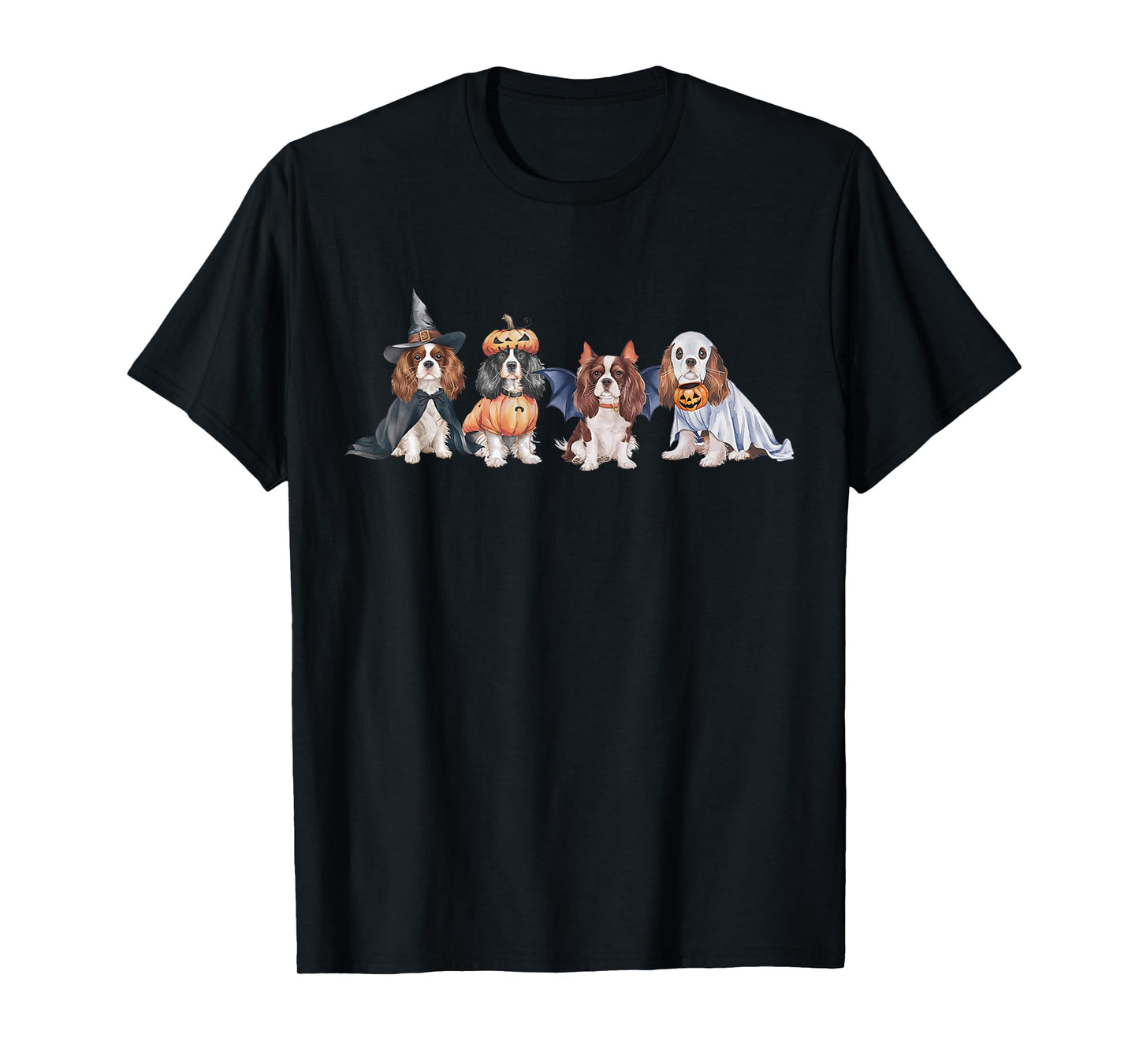 Cute Ghost Witch Cavalier king charles spaniel Halloween Dog T-Shirt