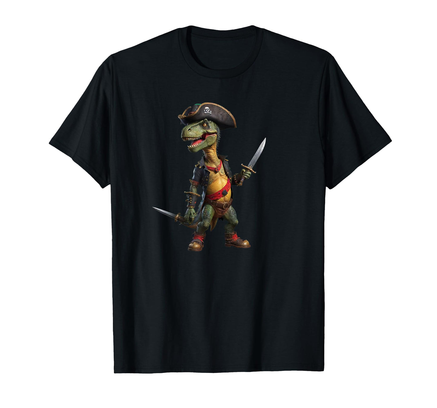 Funny Halloween Boys Kids Men Toddlers Dinosaur Trex Pirate T-Shirt