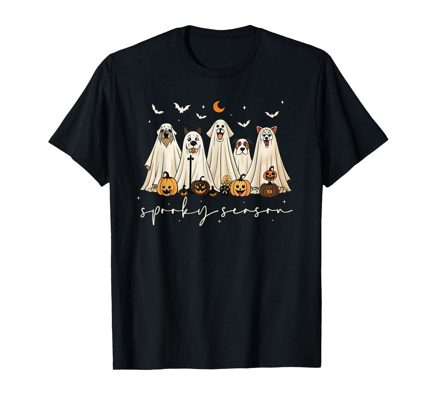 Cute Ghost Dogs Happy Halloween Spooky Season Trick Or Treat T-Shirt