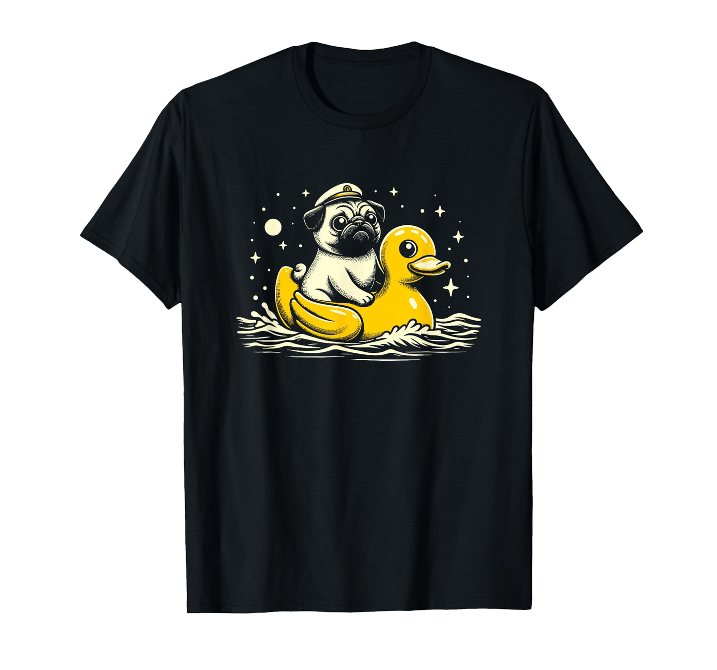 Captain Pug Rubber Duck - Funny Dog Graphic Pug Duck Lover T-Shirt