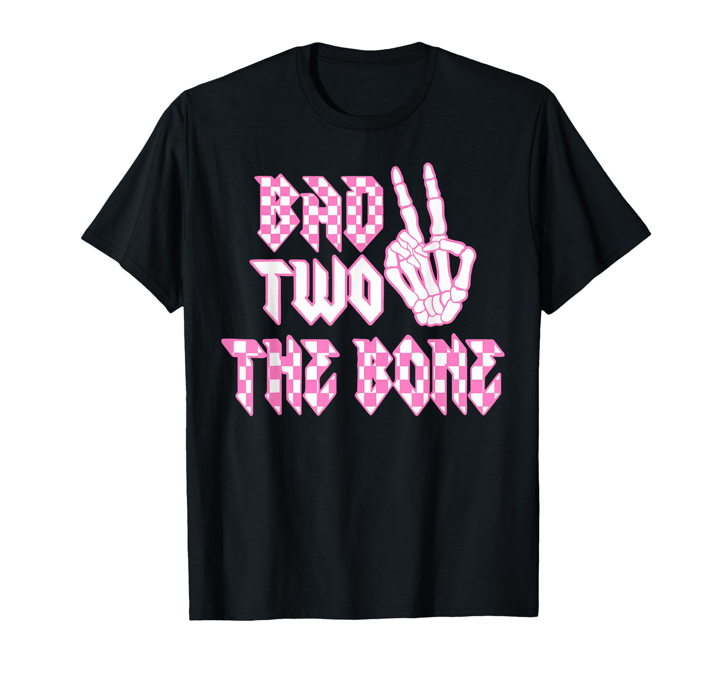Cute Bad Two the Bone Birthday 2 Years Old Pink Bow Skeleton T-Shirt