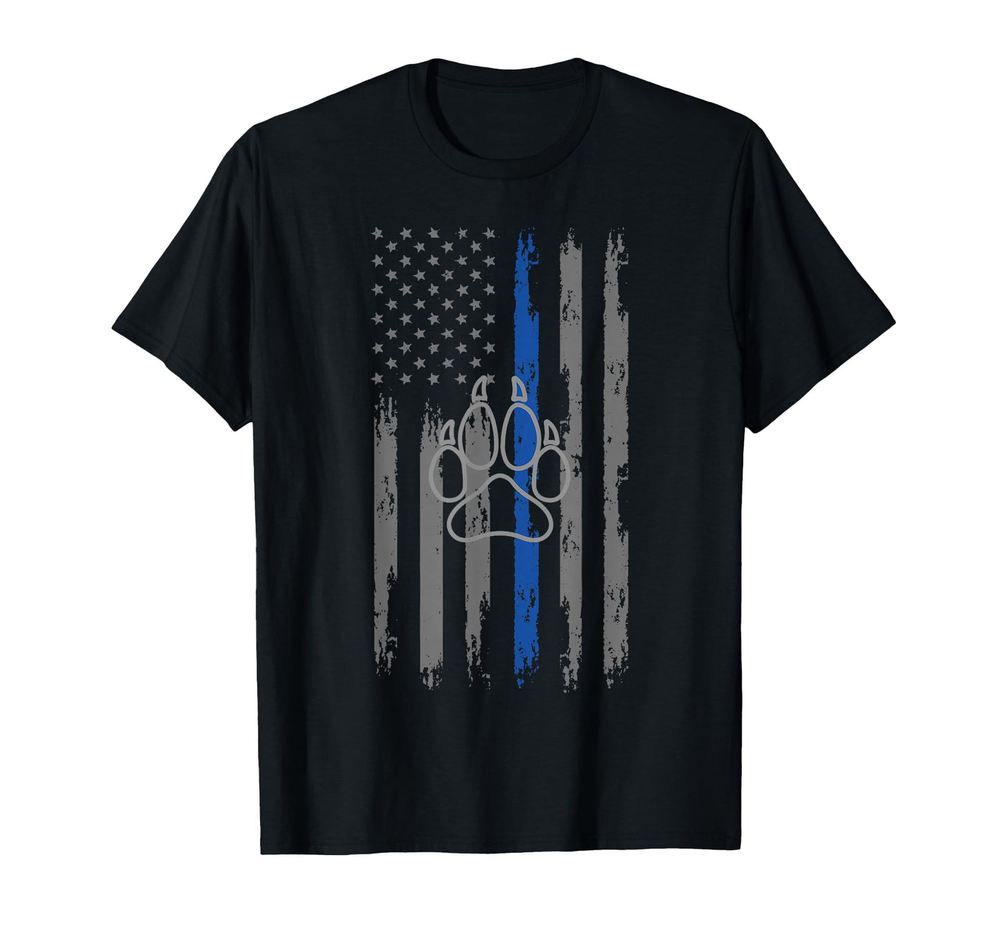 Police Flag with Dog Paw Print K9 T-Shirt