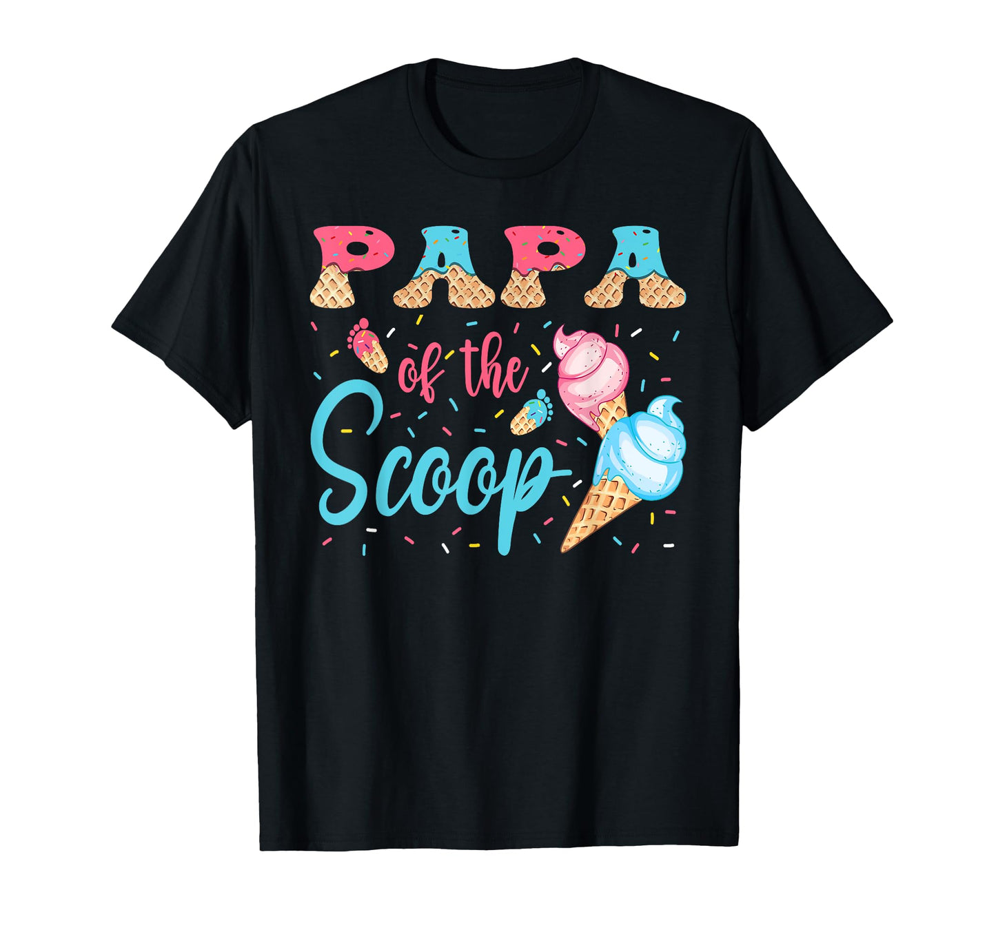 Papa Of The Scoop Ice Cream Gender Reveal Baby Shower T-Shirt