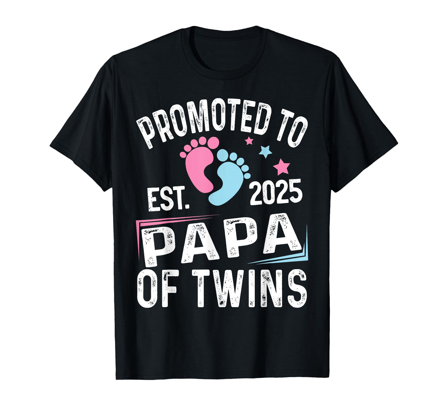 Promoted To Papa Of Twins Est 2025 Baby Shower T-Shirt