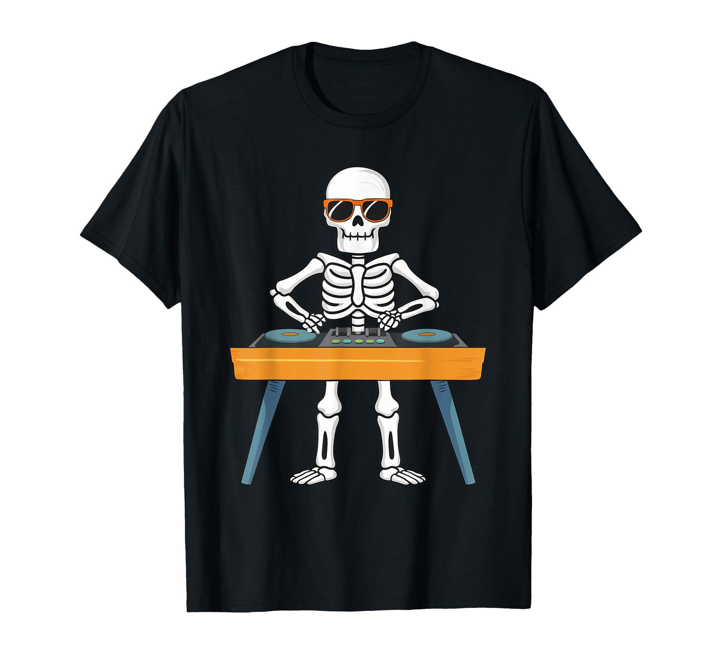 Funny Skeleton Playing DJ Music Kids Boys Girls Halloween T-Shirt