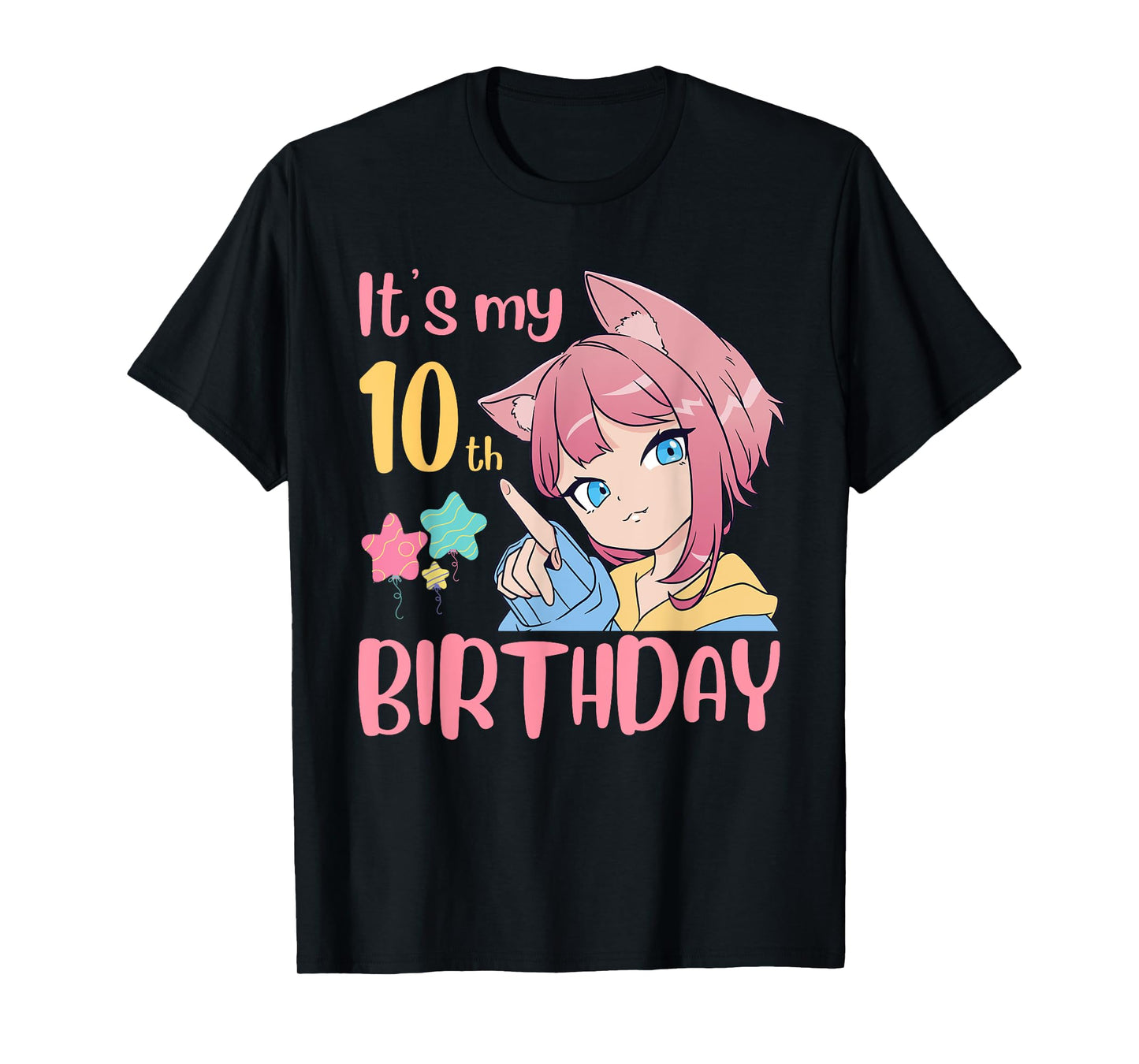 It's My 10th Birthday Anime Birthday Girl 10 Years Old Bday T-Shirt
