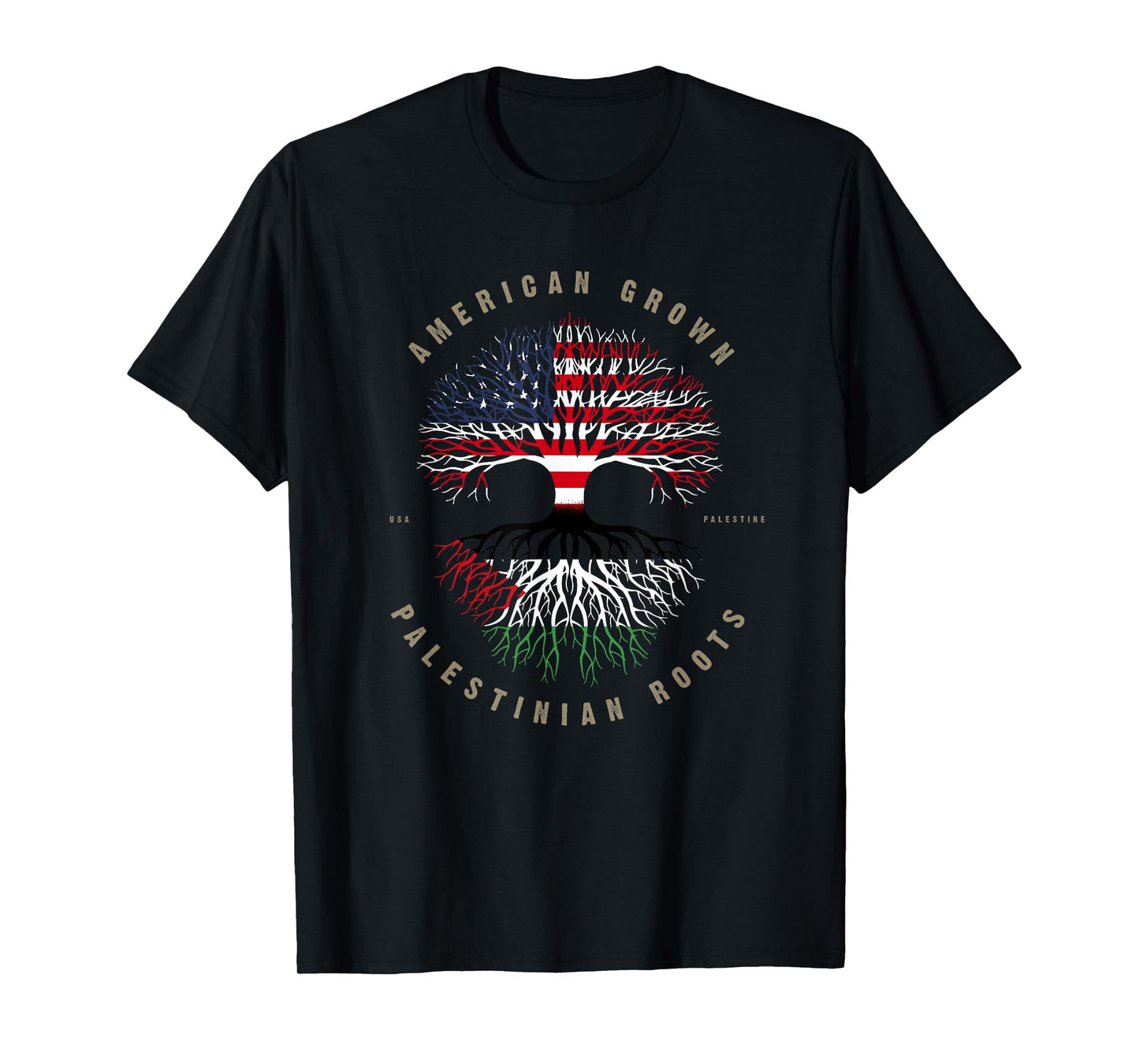 American Grown Palestinian Roots Palestine Flag T-Shirt