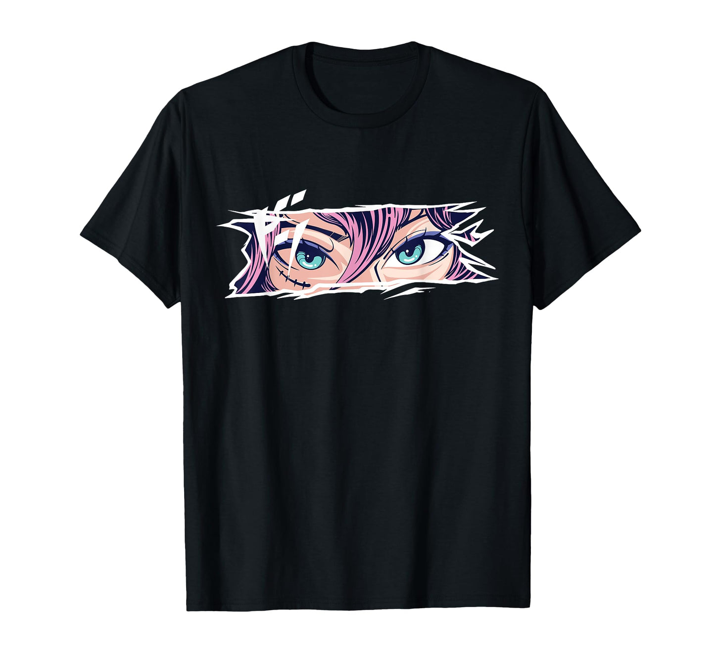 Anime & Japan Culture Apparel Gifts FIDIMA Anime Eyes T-Shirt - Unisex-Adults & Kids - Black - Small - Short Sleeve - Cotton 65%, Polyester 35%