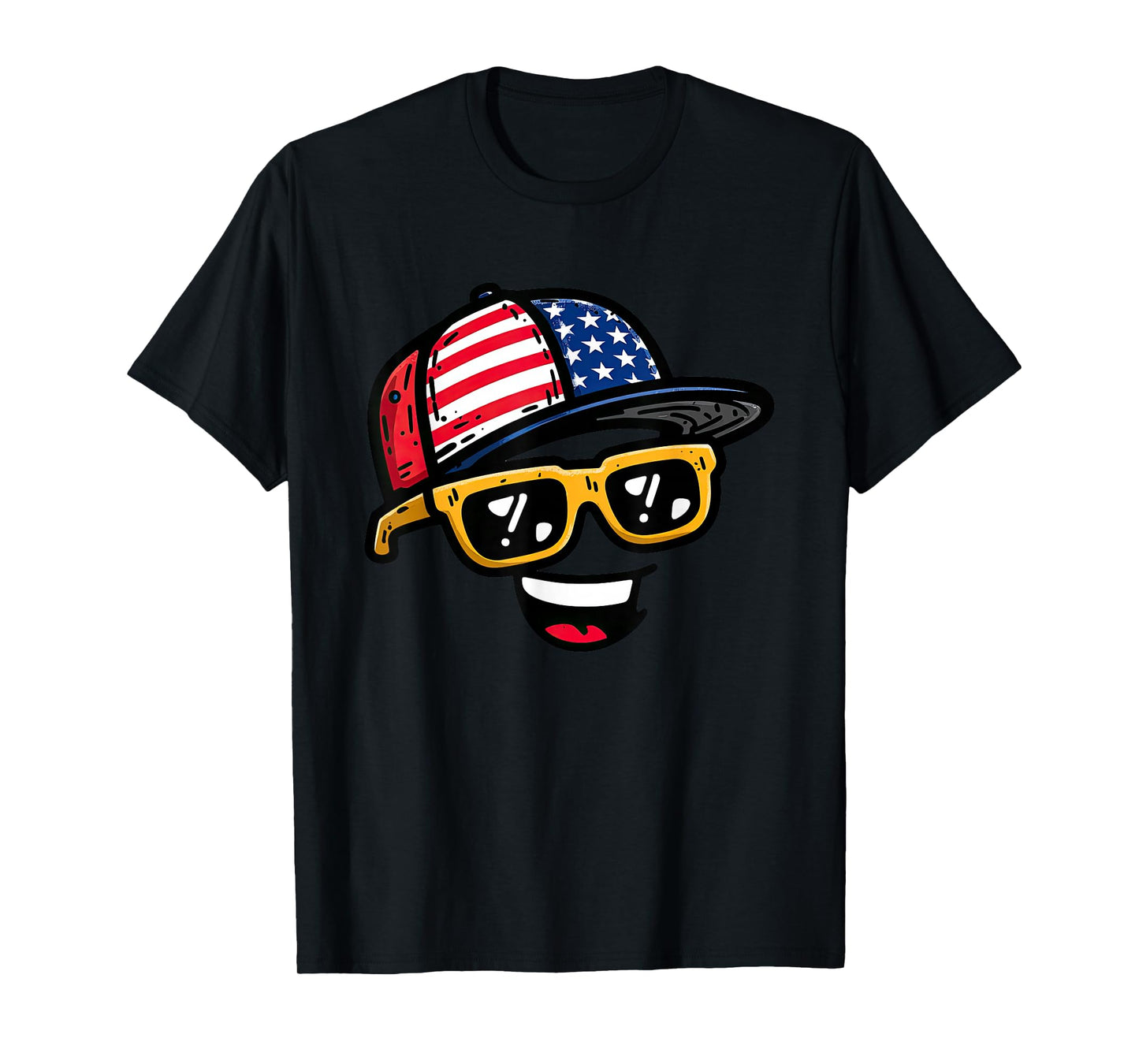 Awesome USA Cap and Smiling Costume for Adults and Kids T-Shirt