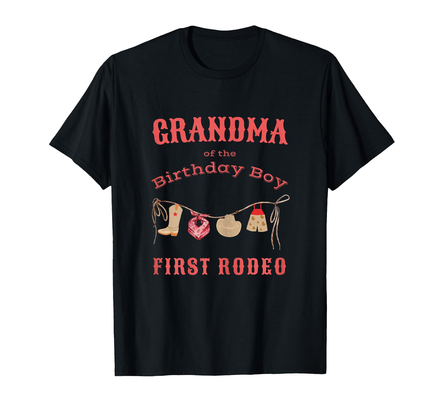 Grandma First Rodeo 1st Birthday Cowboy Family Matching T-Shirt