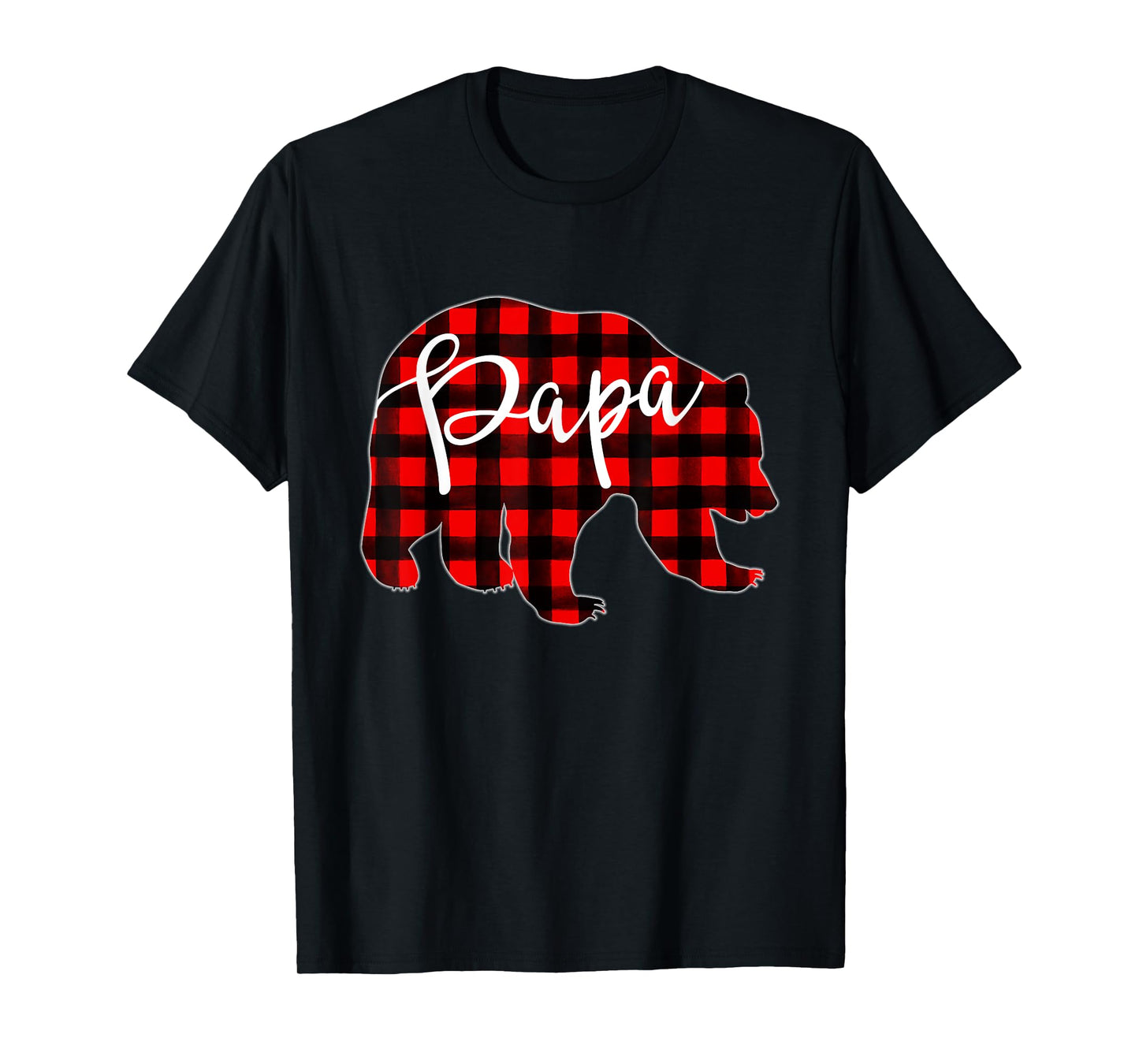 PAPA BEAR | Red Plaid Matching Family Christmas Eve Buffalo T-Shirt
