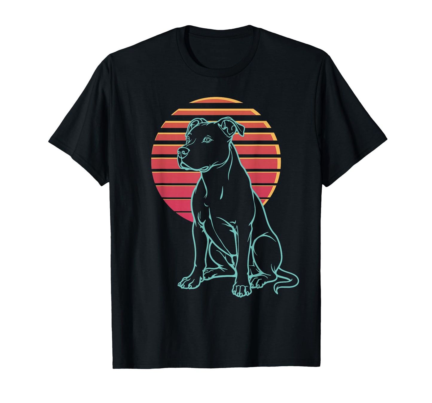 American Bulldog Lover Dog Owner Retro Synthwave 80s T-Shirt
