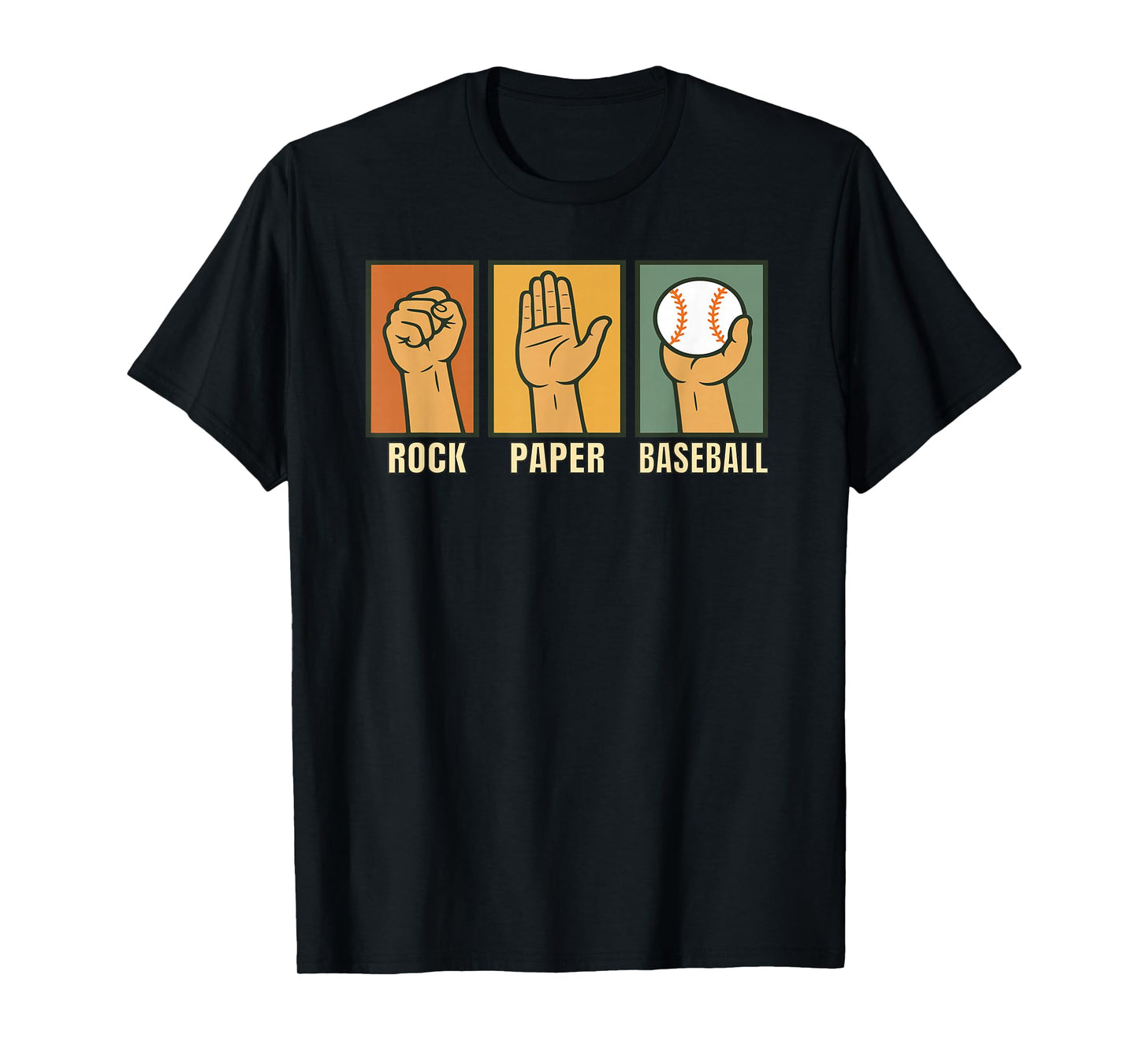 Funny Rock Paper Scissors Baseball Retro Humor Design T-Shirt