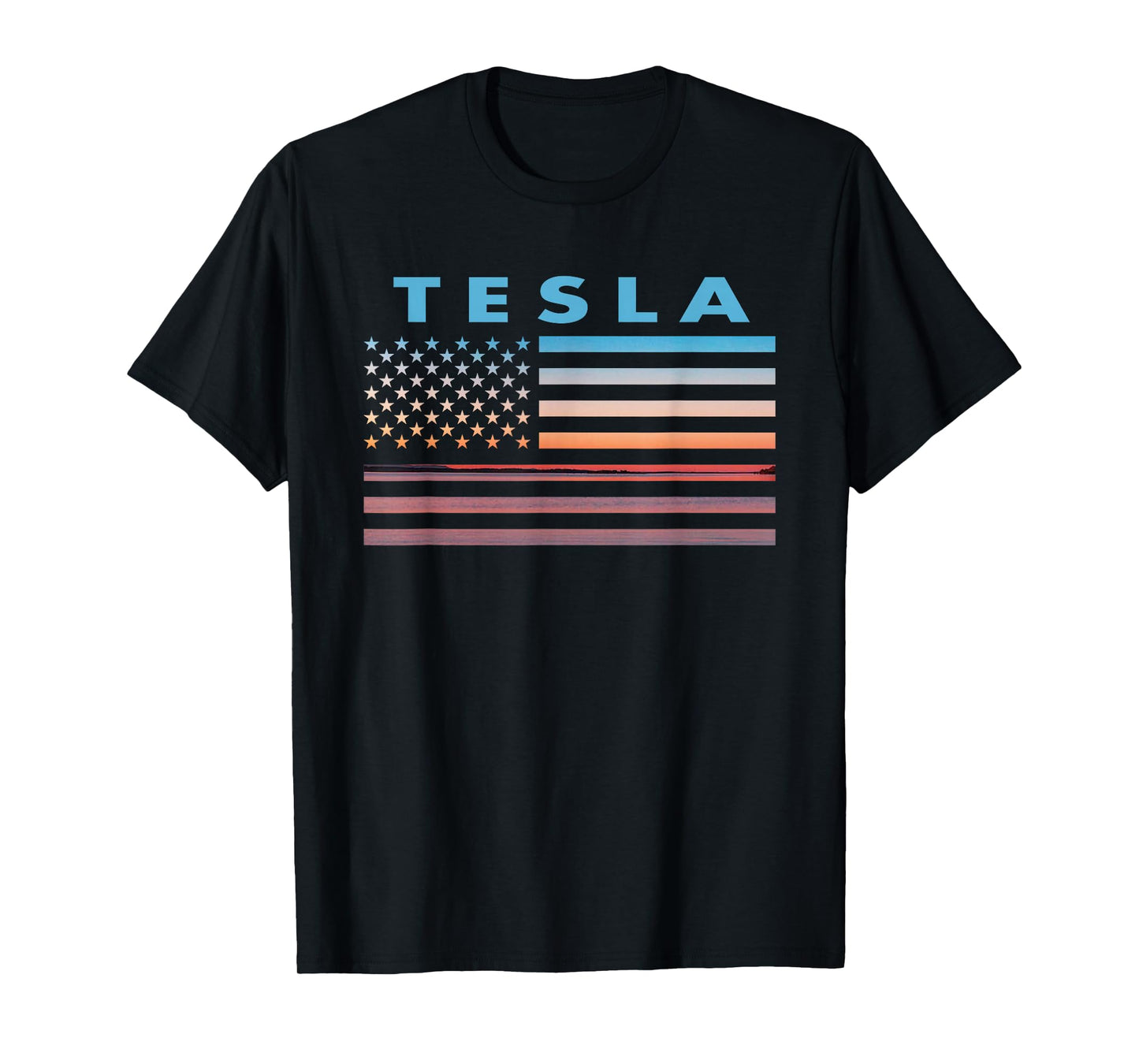 Vintage Sunset American Flag Tesla, West Virginia T-Shirt