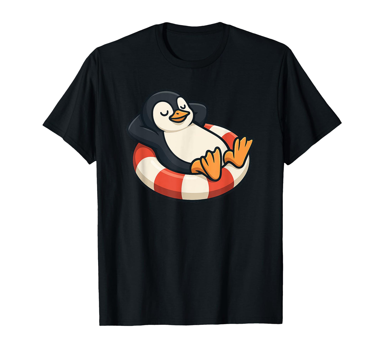 Cool Relaxed Penguin in Swimming Ring Costume T-Shirt