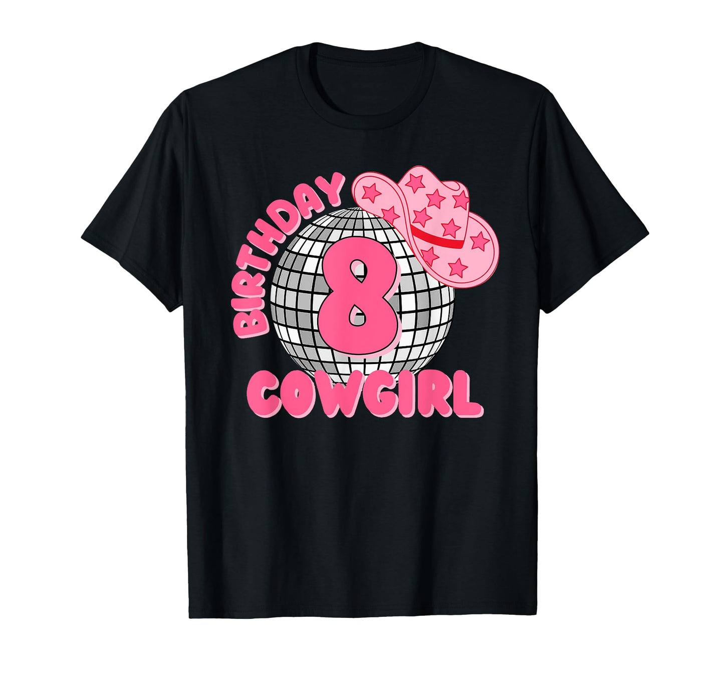 Happy 8th Birthday Girl Rodeo Disco Western Cowgirl Cowboy T-Shirt