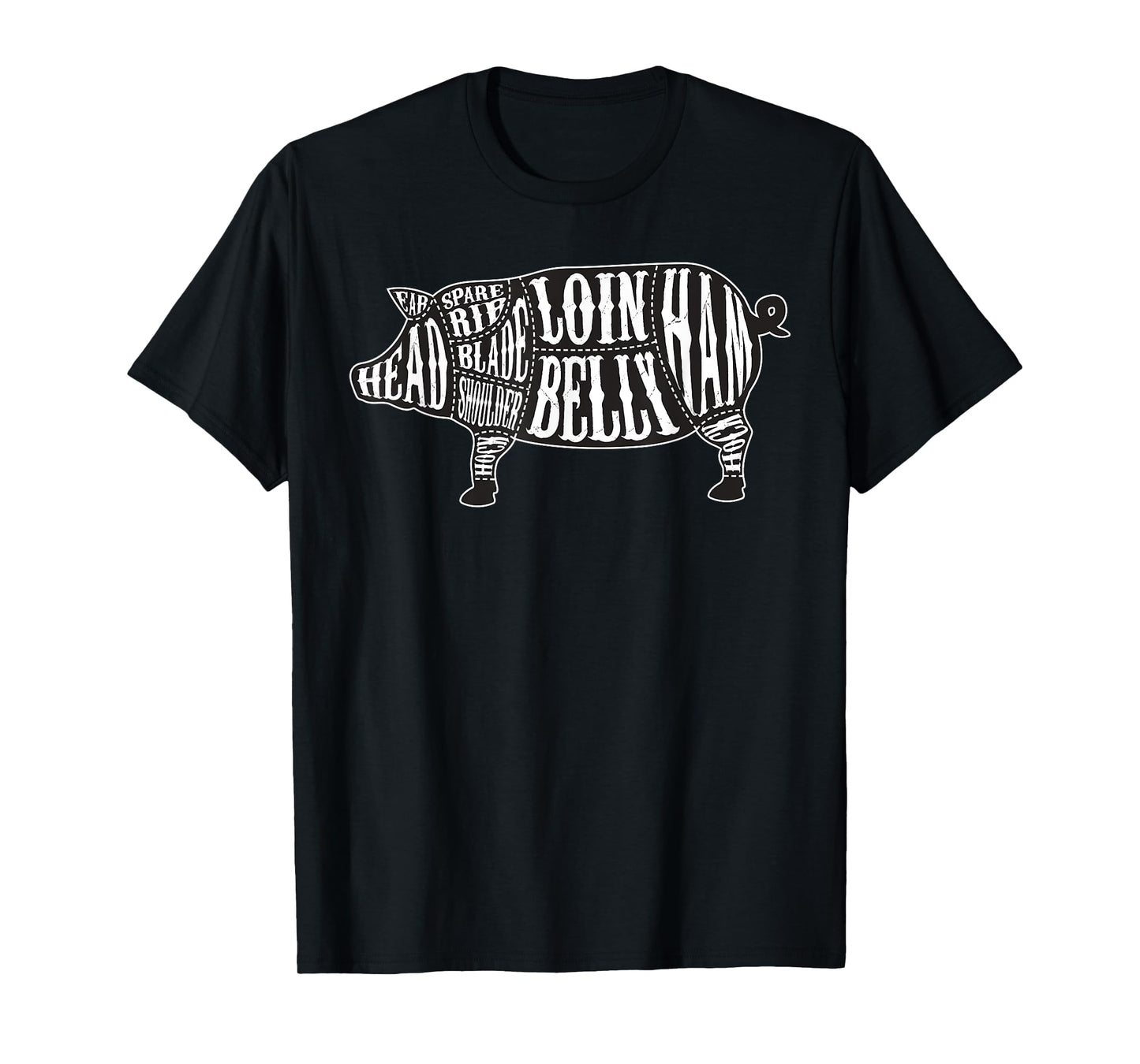Country Butcher Cut Chart Pork Meat T-Shirt - Large Graphic T-Shirt