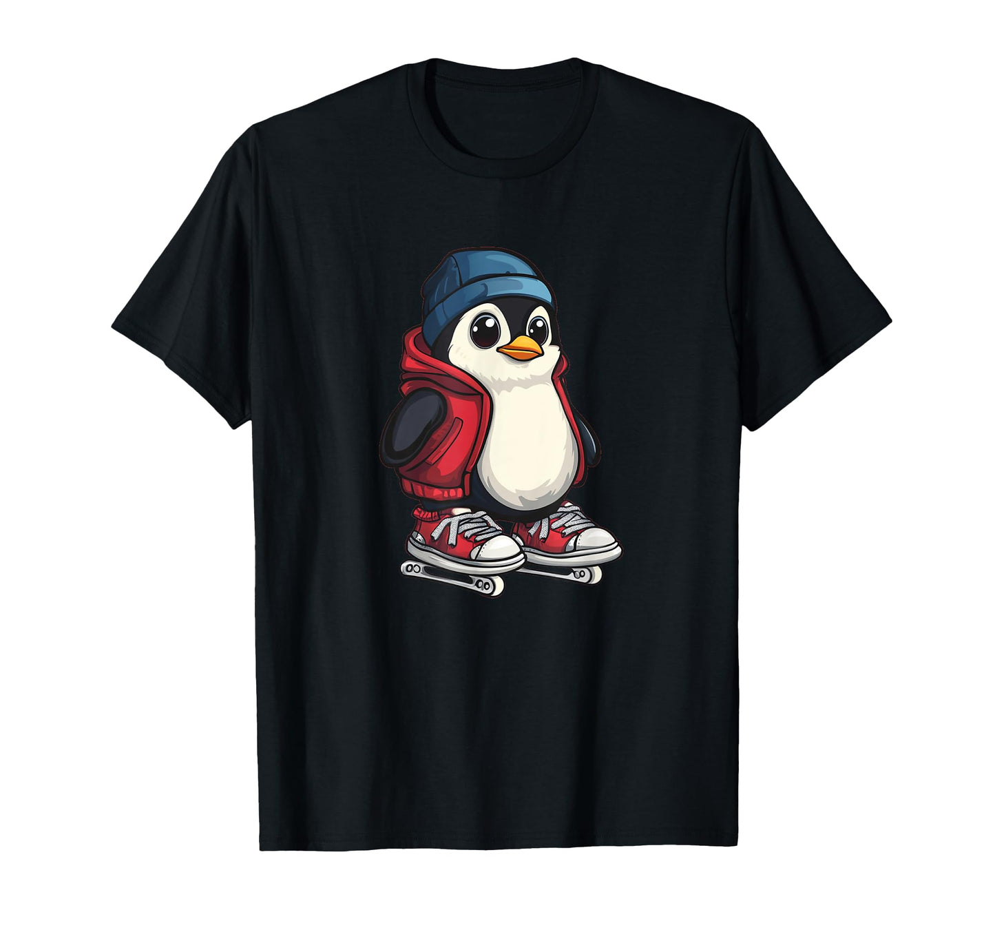 Funny Penguin Glides in Winter for Skater Lovers T-Shirt