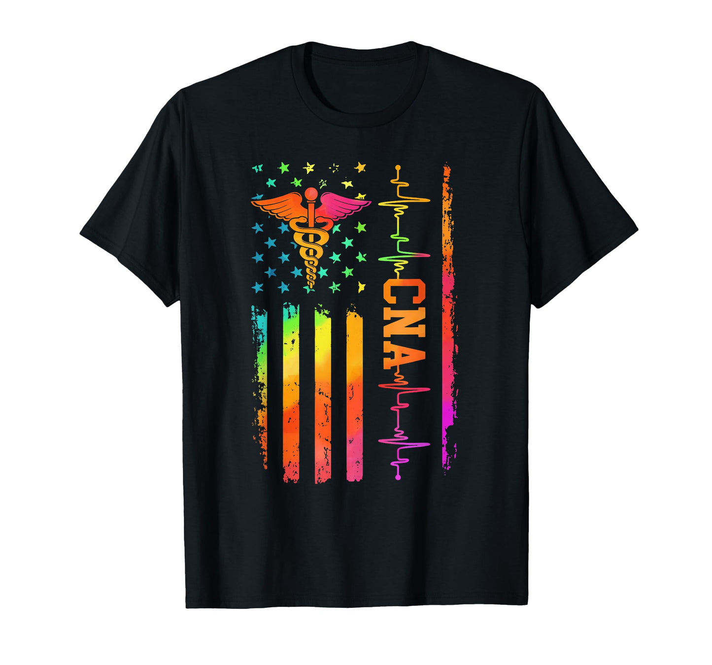 CNA Job Certified Nursing Assistant America Flag Tie Dye T-Shirt