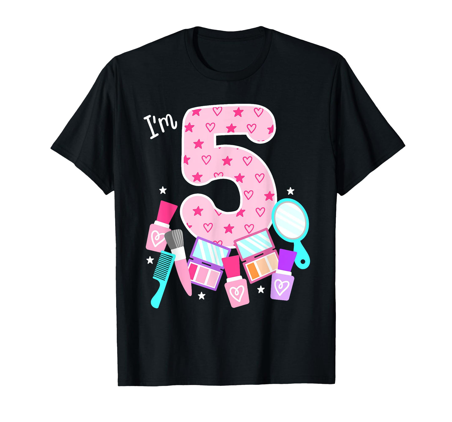 Spa Birthday Party I'm 5 Girls Makeup 5th Bday Kids Toddlers T-Shirt
