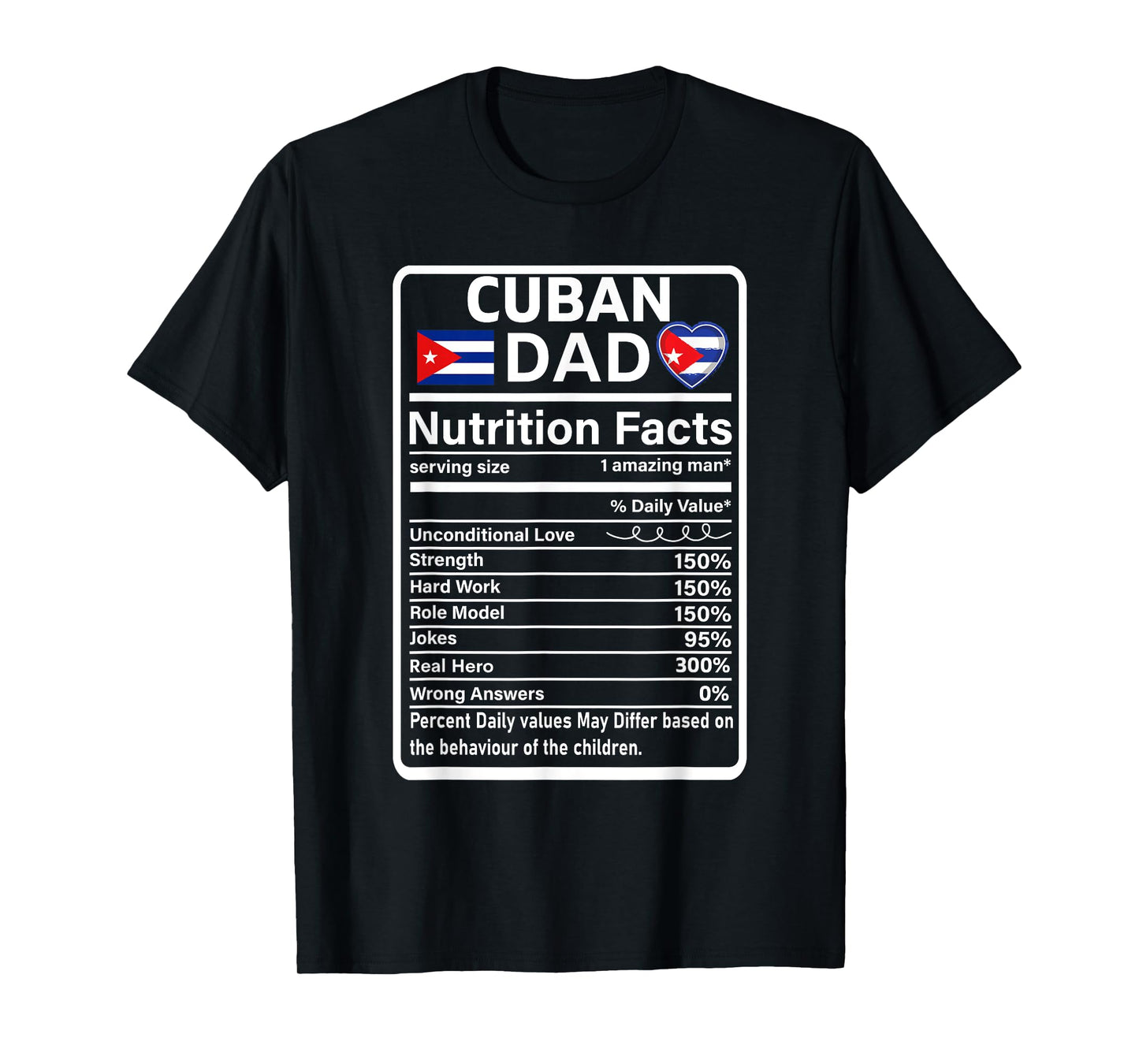 Cuban Dad Nutrition Facts For Men Mens Cuba Flag Pride Funny T-Shirt