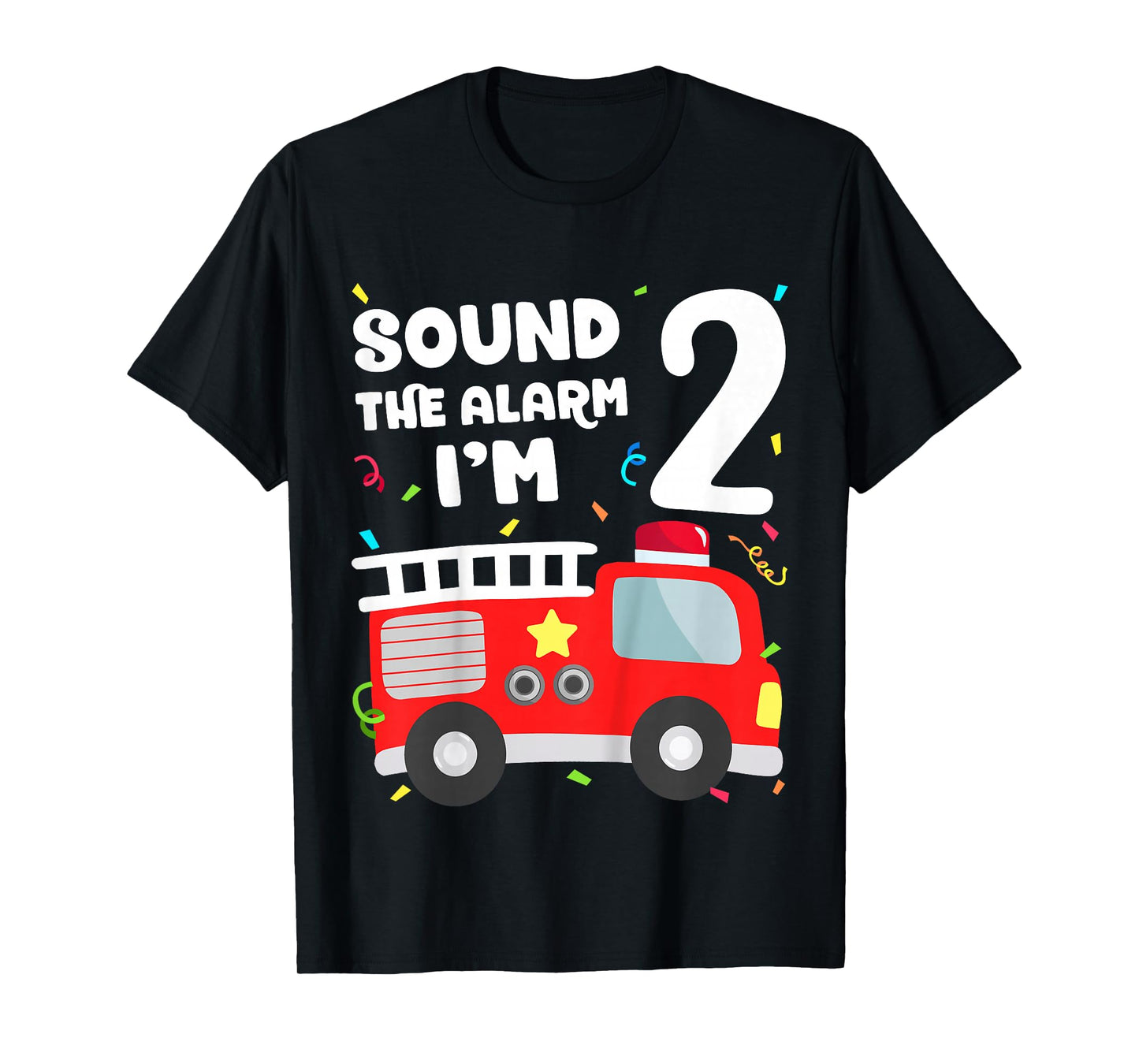 Kids Fire Truck 2nd Birthday Toddler Boy Firefighter 2 Year Old T-Shirt